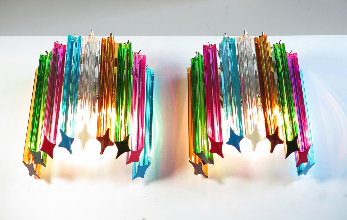 Murano Wandlamp | 9 Multicolored Prism Glas | 2 stuks