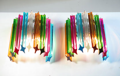 Murano Wandlamp | 9 Multicolored Prism Glas | 2 stuks