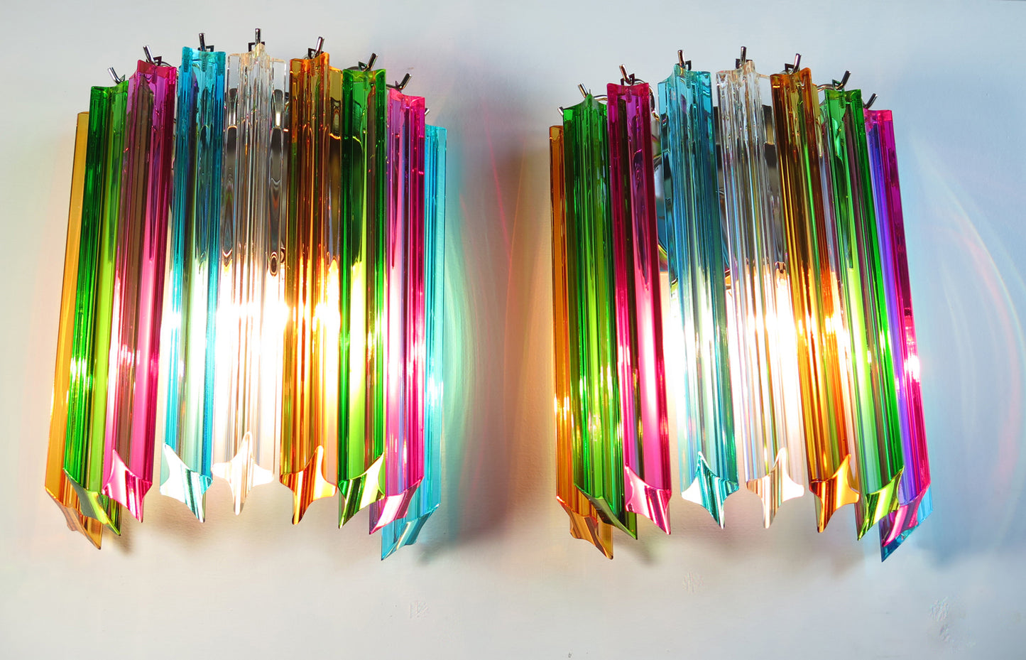 Murano Wandlamp | 9 Multicolored Prism Glas | 2 stuks