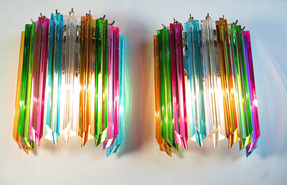 Murano Wandlamp | 9 Multicolored Prism Glas | 2 stuks