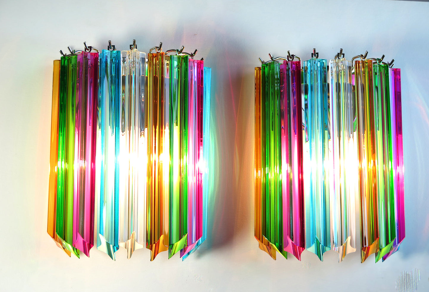 Murano Wandlamp | 9 Multicolored Prism Glas | 2 stuks