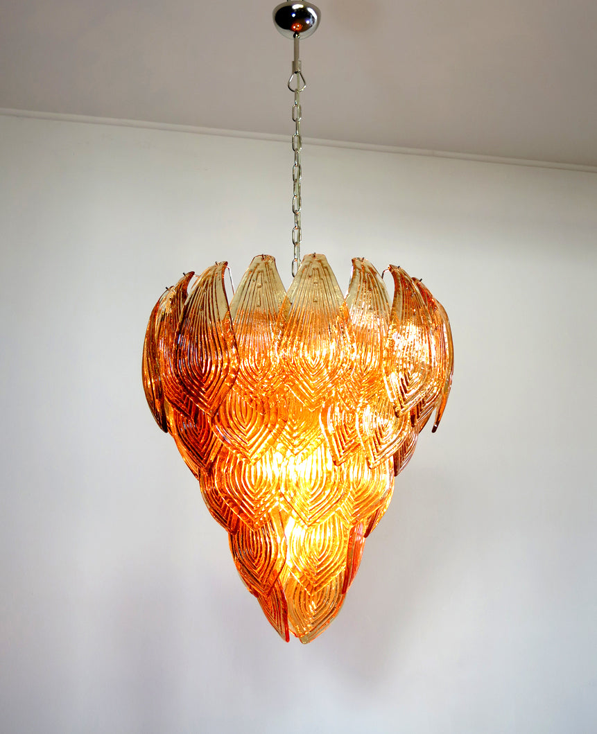 Murano Chandelier – 52 Yellow Felci Glass – detail 1 – Murano Classics