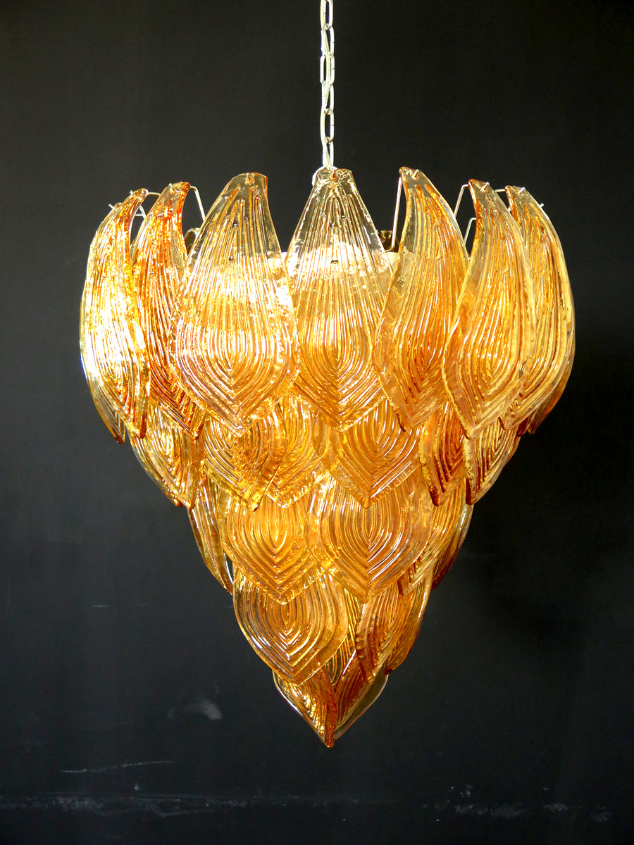 Murano Lysekrone | 52 Gule Felciglass