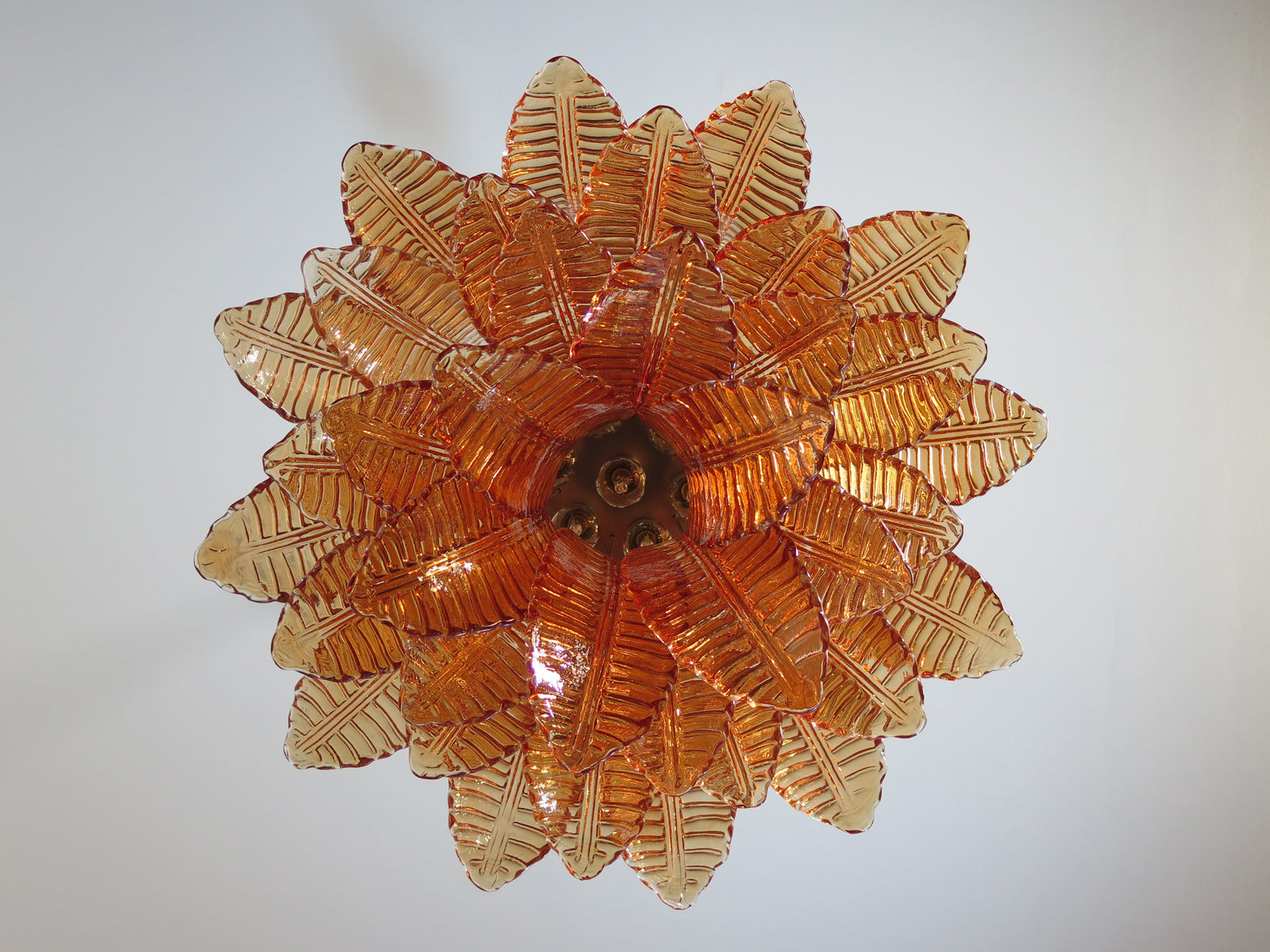 Murano Chandelier – 36 Yellow Felci Glass – detail 1 – Murano Classics