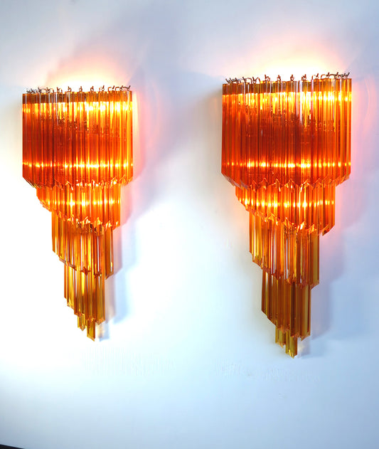 Murano Wandlamp | 41 Gele Prism Glazen | 2 stuks