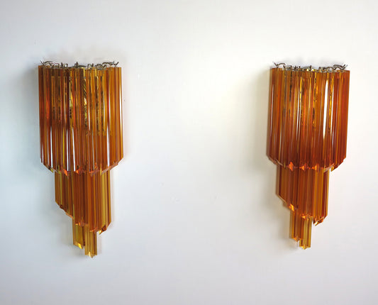 Murano Wandlamp | 32 Gele Prism Glazen | 2 stuks