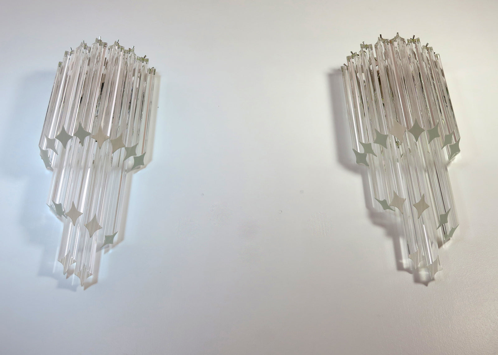 Murano Vegglampe | 32 Klare Prismeglass | 1 par