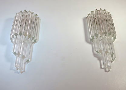 Murano Vegglampe | 32 Klare Prismeglass | 1 par