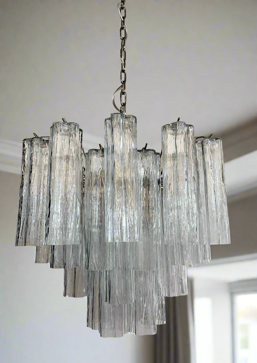 Murano Chandelier | 36 Clear Tube Glass