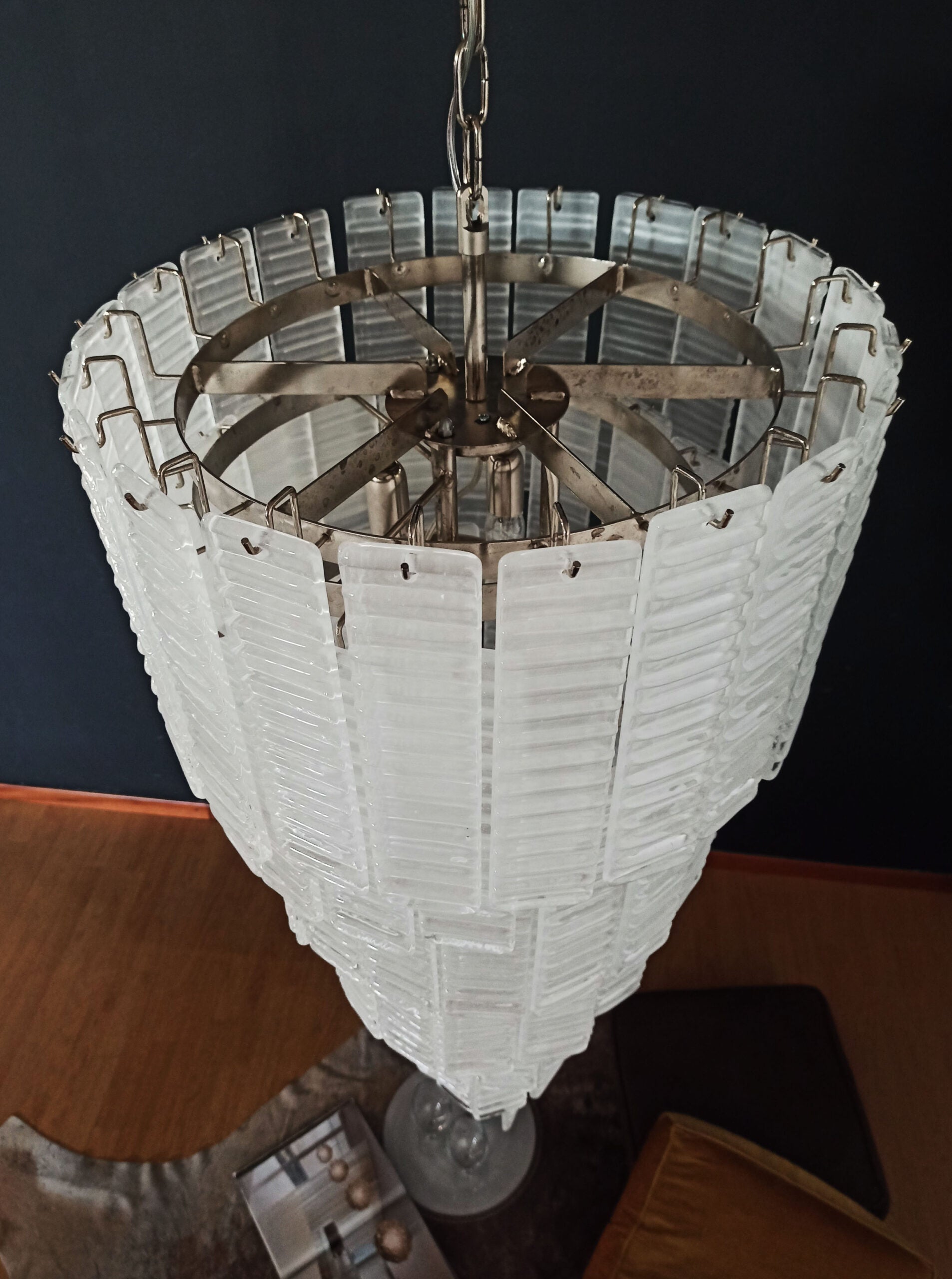 Murano Lysekrone | 83 Hvite Spiralglass