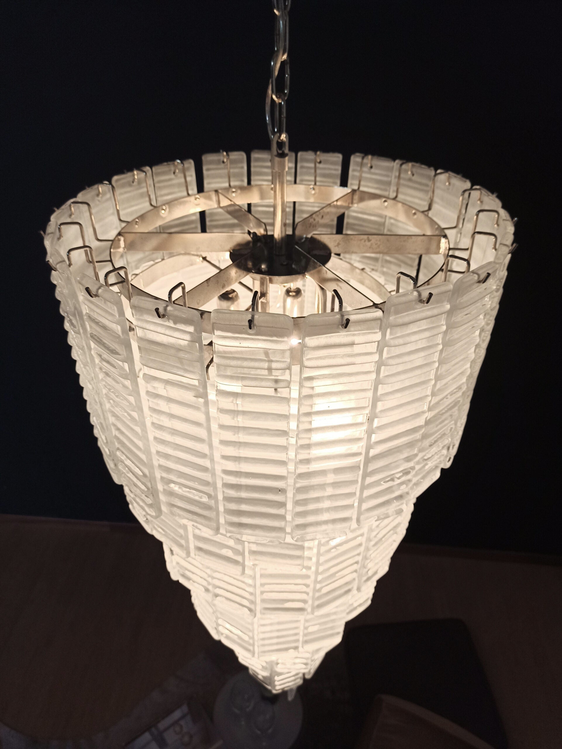 Murano Chandelier – 83 White Spiral Glasses – detail 10 – Murano Classics
