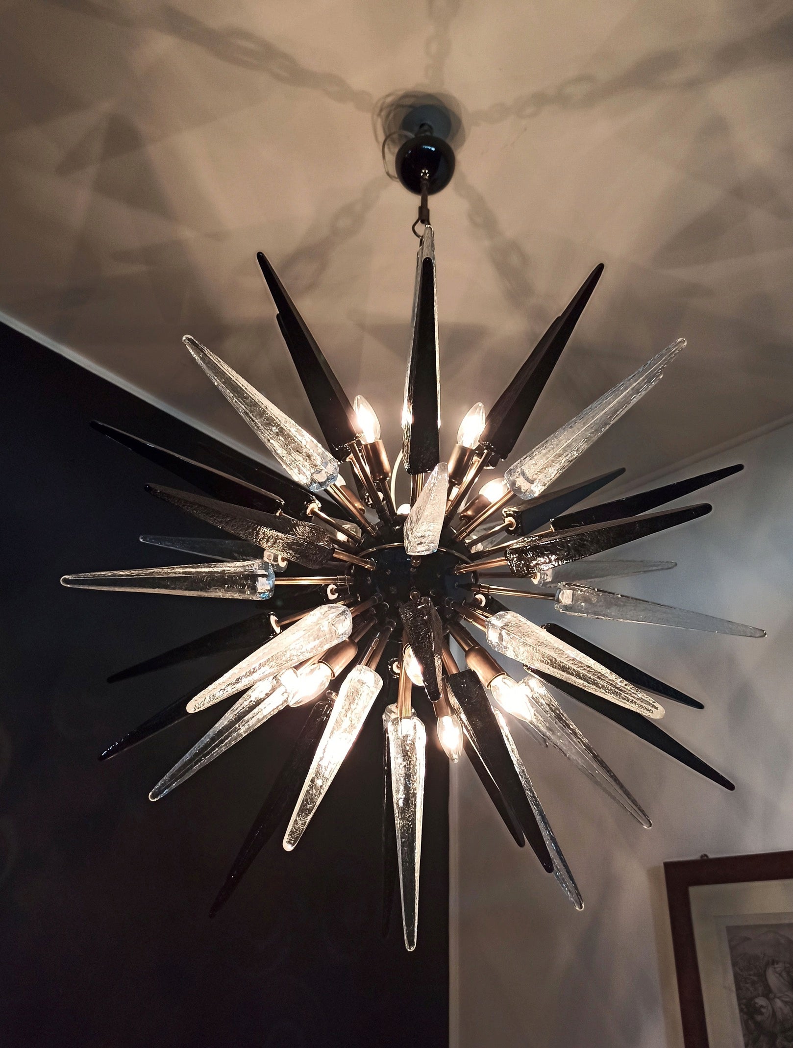 Lustre Murano – 51 Sputnik Noirs Transparents – détail 2 – Murano Classics