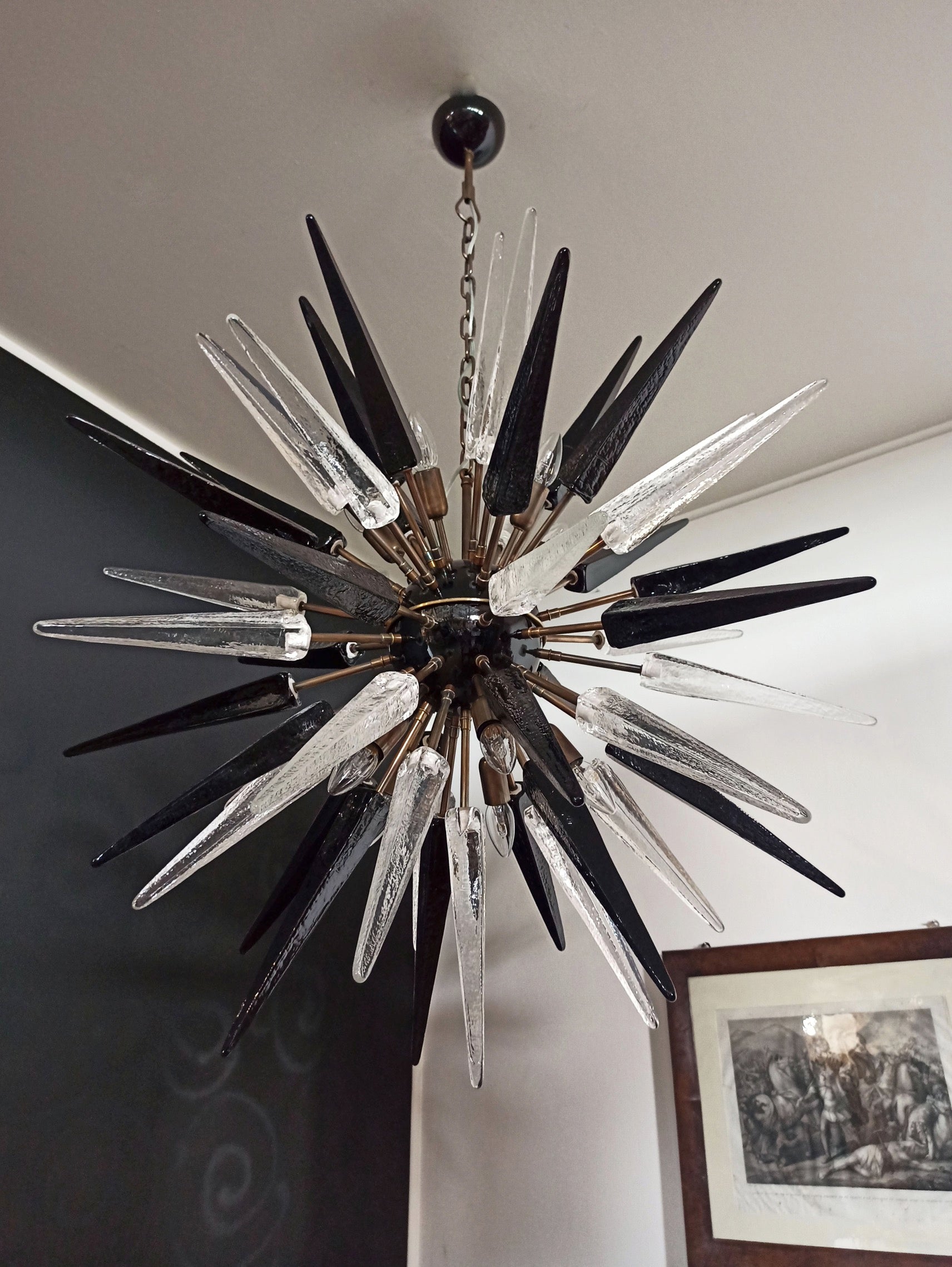 Murano Lysekrone | 51 Klare Sorte Sputnik