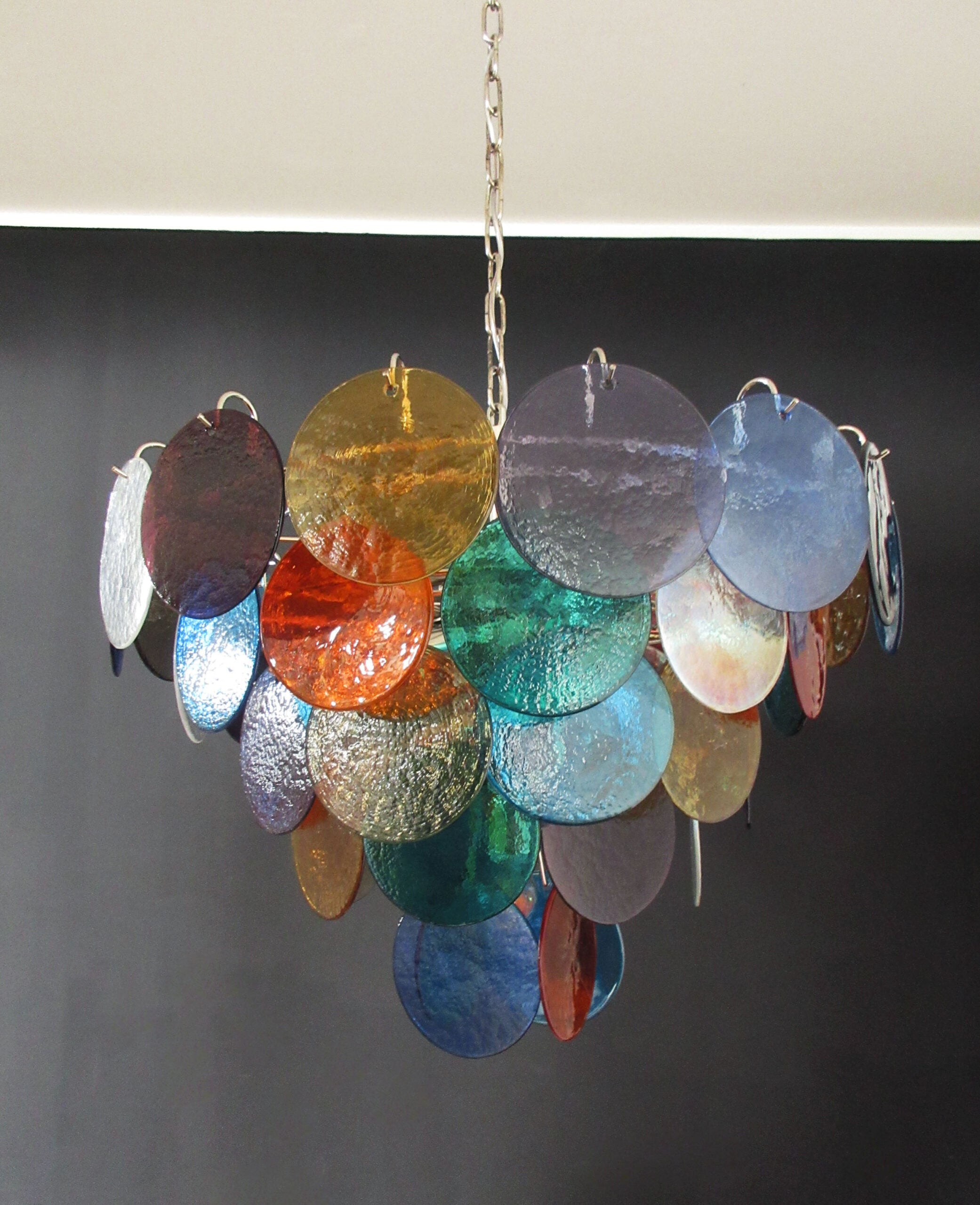 Murano Chandelier – 50 Multicoloured Disc Glass Elements – detail 10 – Murano Classics