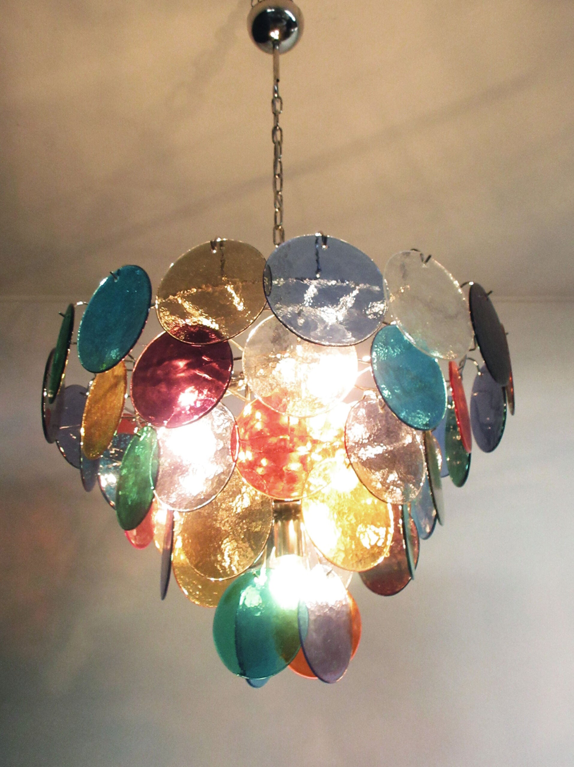 Murano Chandelier – 50 Multicoloured Disc Glass Elements – detail 11 – Murano Classics
