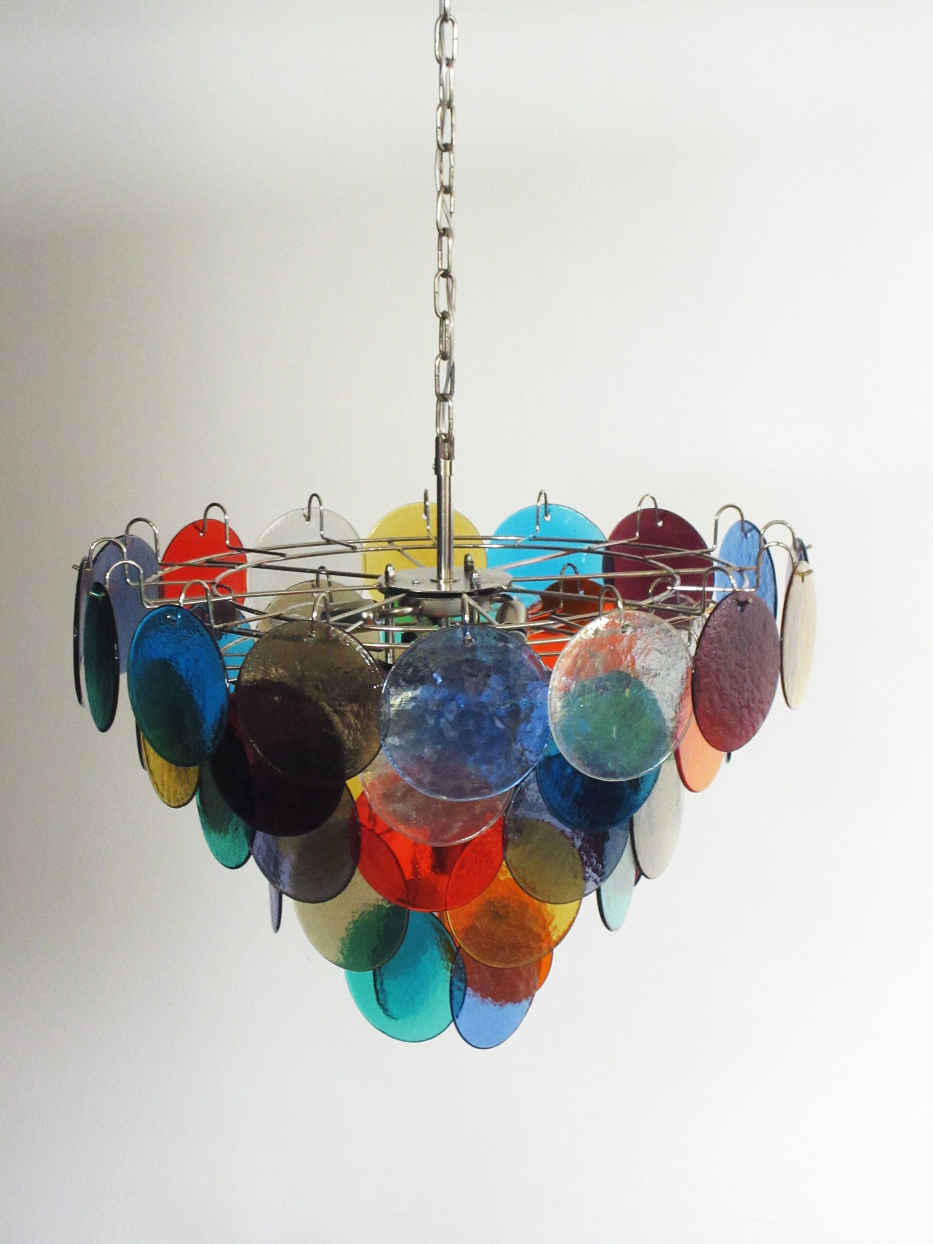 Murano Chandelier – 50 Multicoloured Disc Glass Elements – detail 3 – Murano Classics