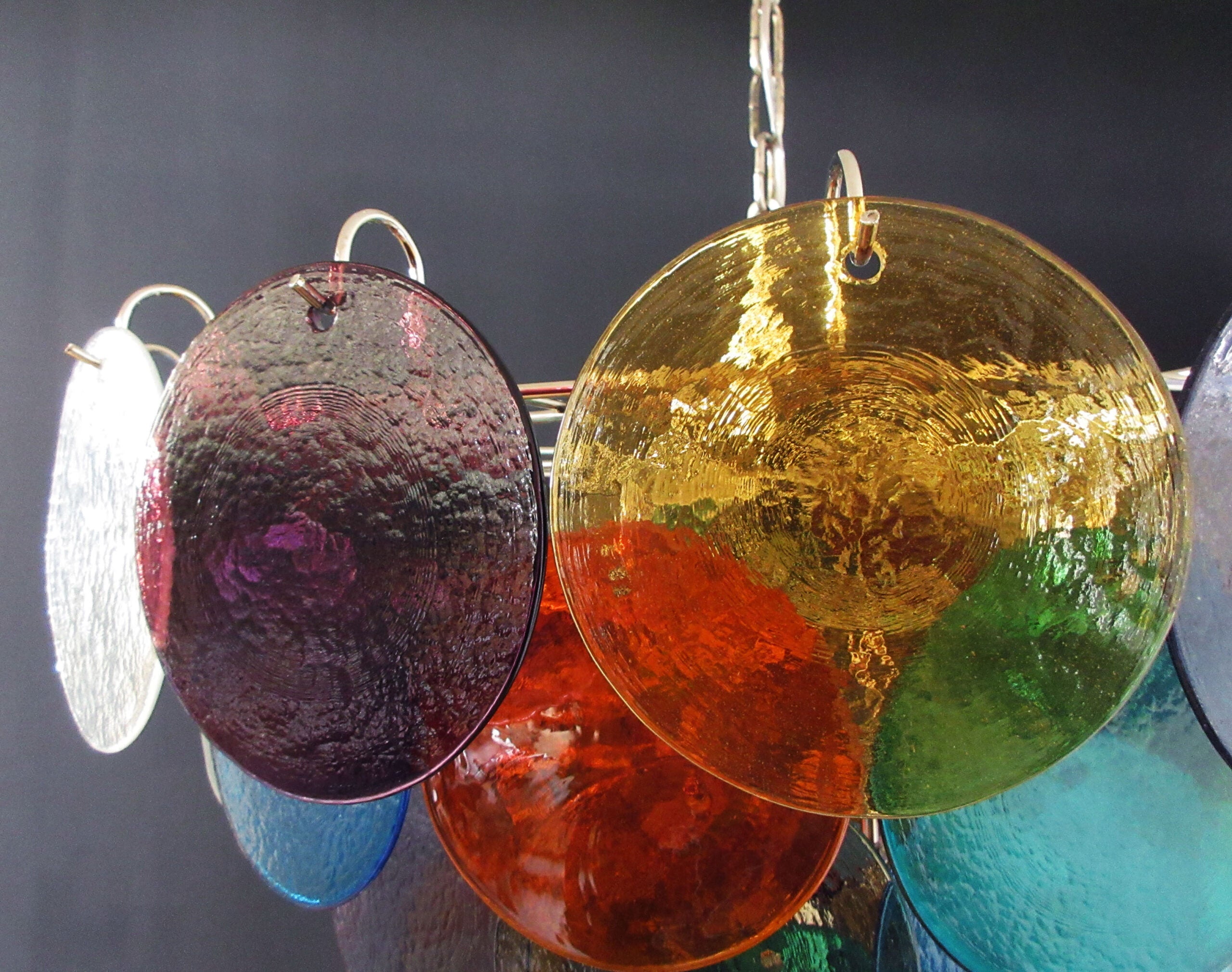 Murano Chandelier – 50 Multicoloured Disc Glass Elements – detail 4 – Murano Classics