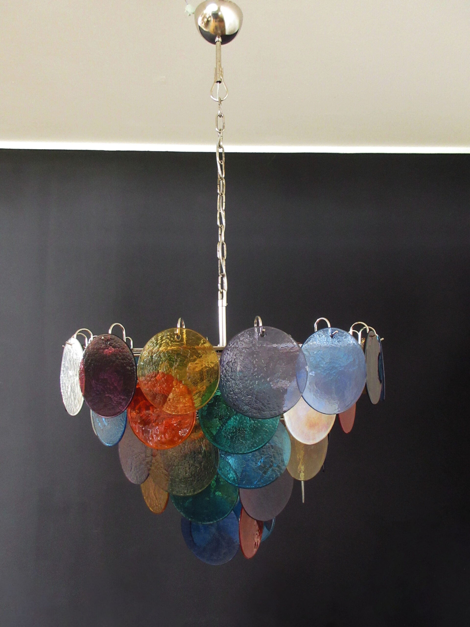 Murano Chandelier – 50 Multicoloured Disc Glass Elements – detail 5 – Murano Classics