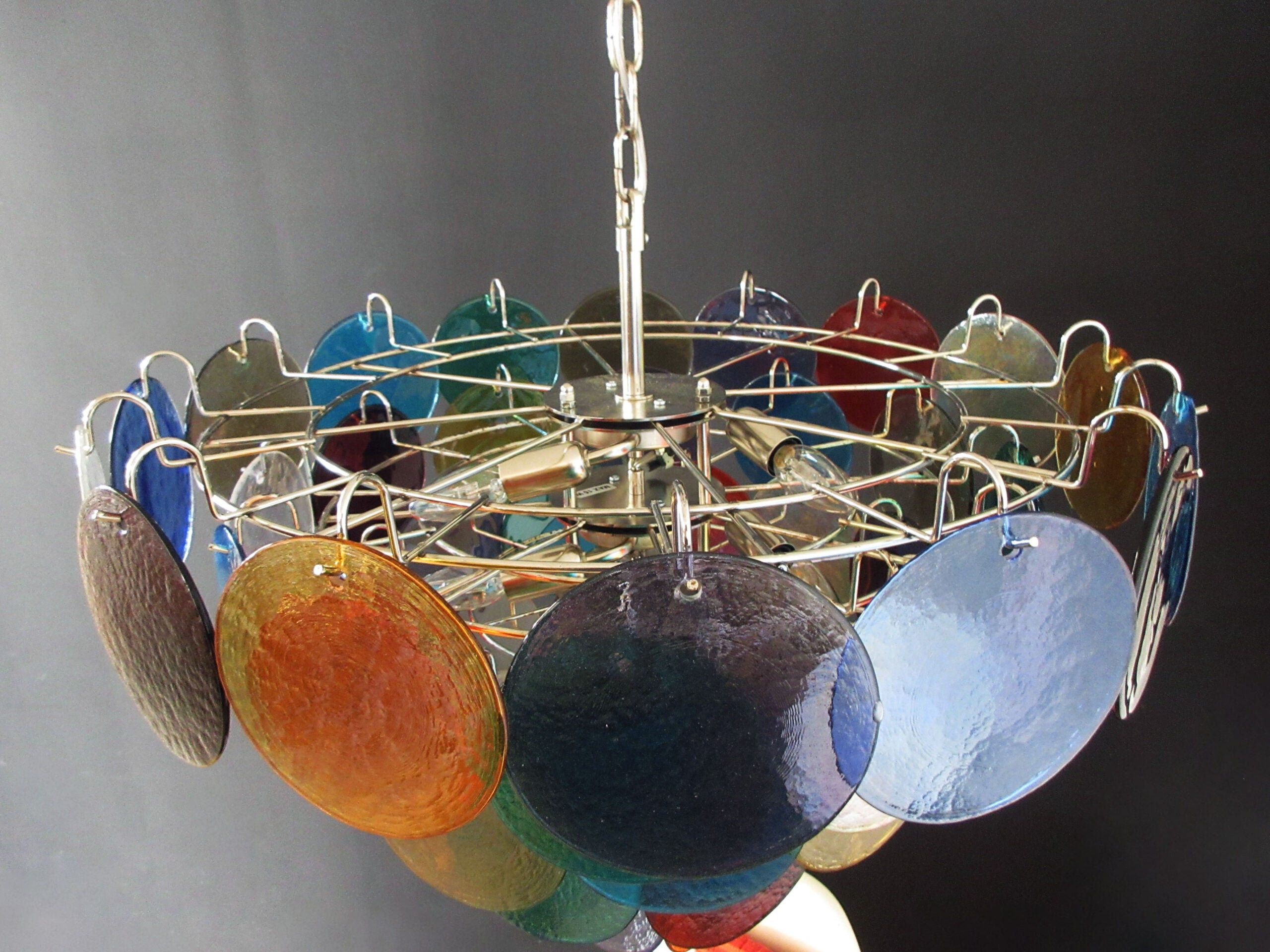 Murano Chandelier – 50 Multicoloured Disc Glass Elements – detail 6 – Murano Classics