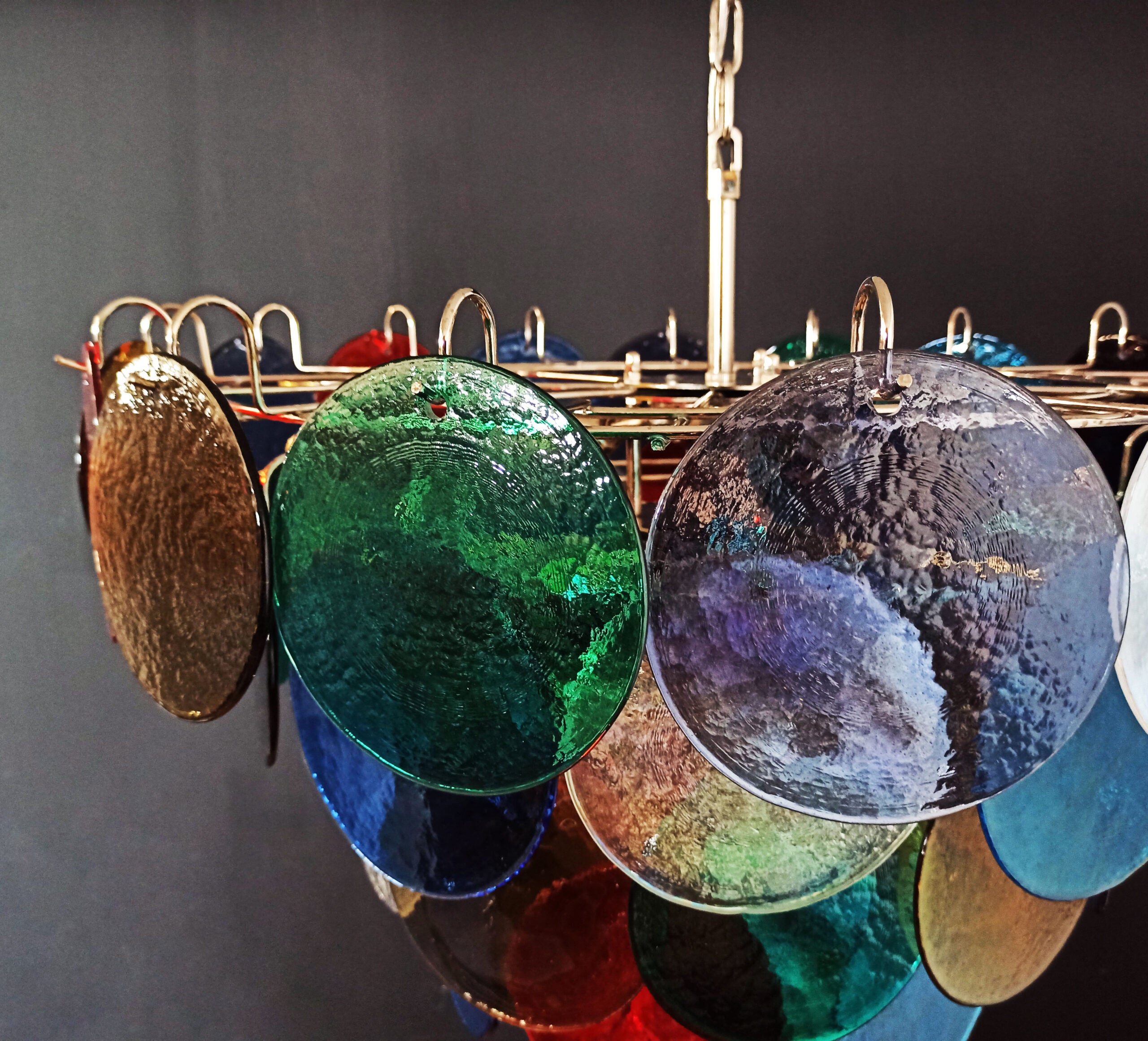 Murano Chandelier – 57 Multicoloured Disc Glass Elements – detail 8 – Murano Classics