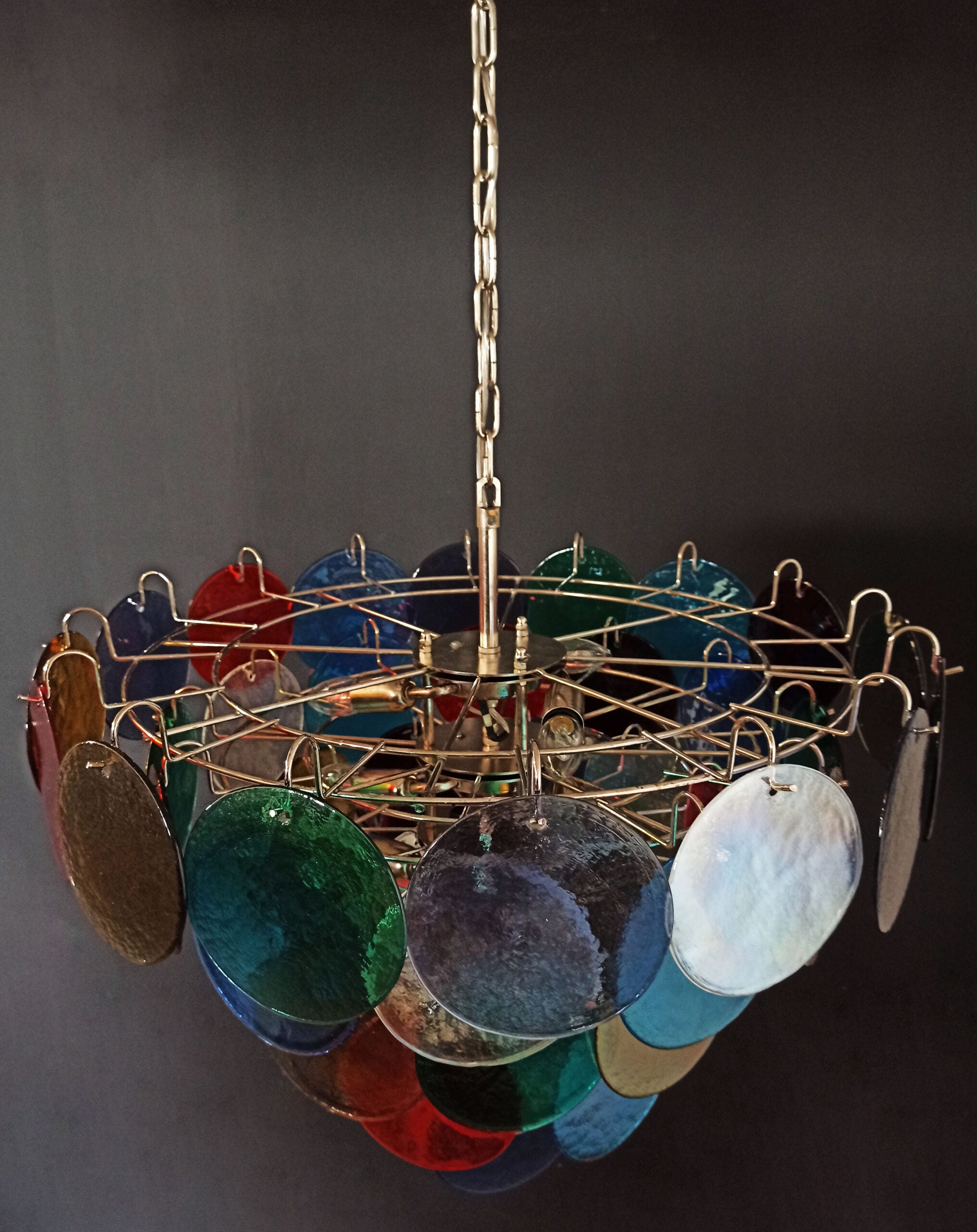 Murano Chandelier – 57 Multicoloured Disc Glass Elements – detail 9 – Murano Classics