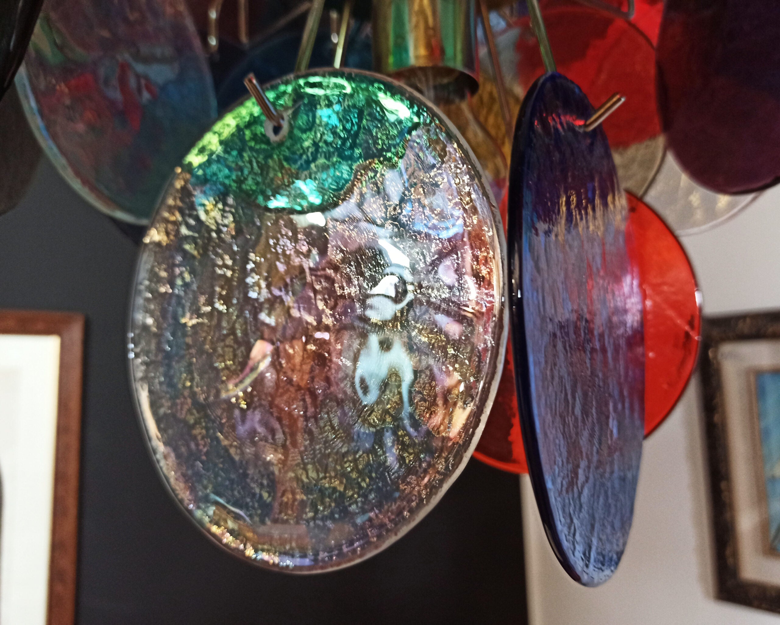 Murano Chandelier – 57 Multicoloured Disc Glass Elements – detail 11 – Murano Classics