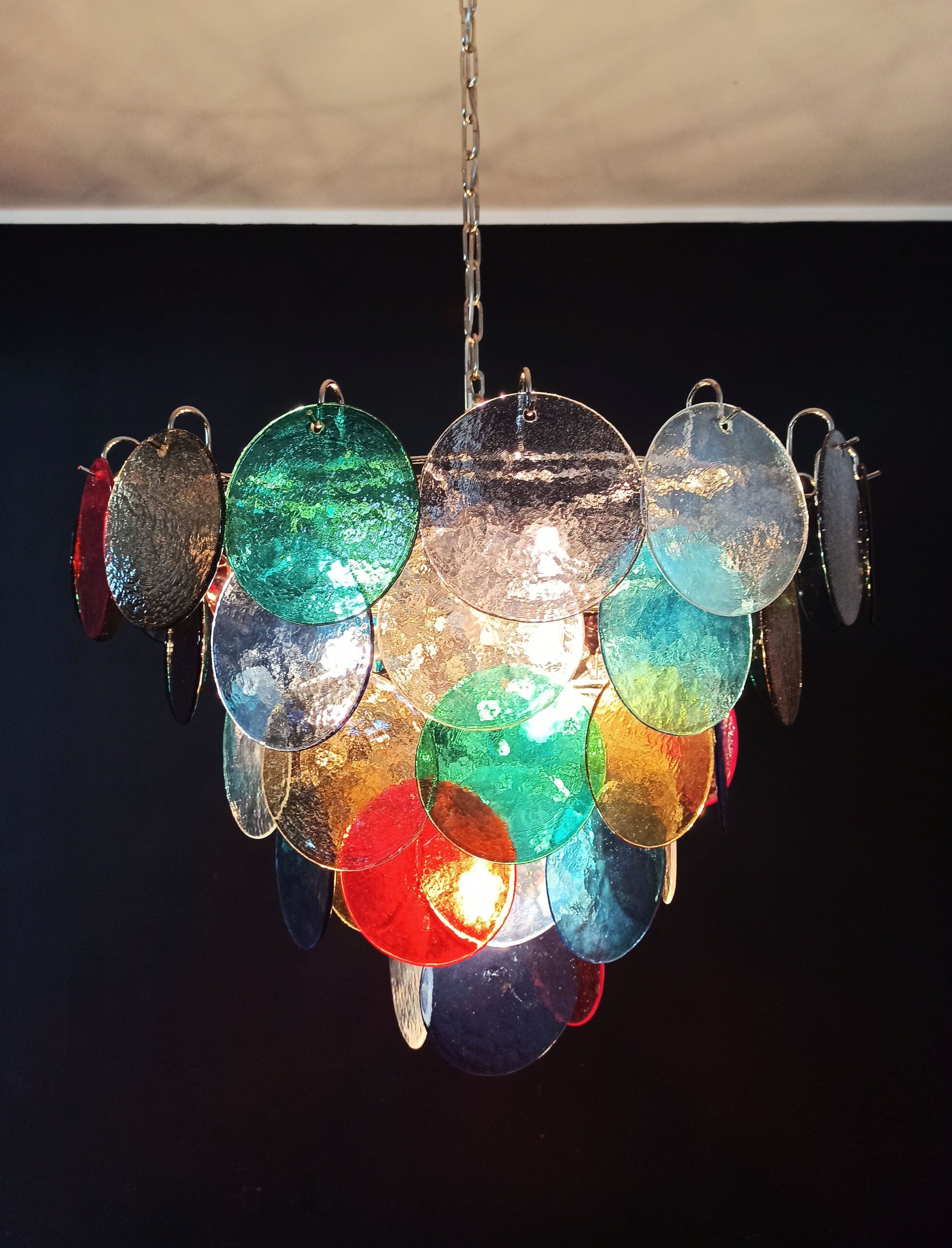 Murano Chandelier – 57 Multicoloured Disc Glass Elements – detail 3 – Murano Classics