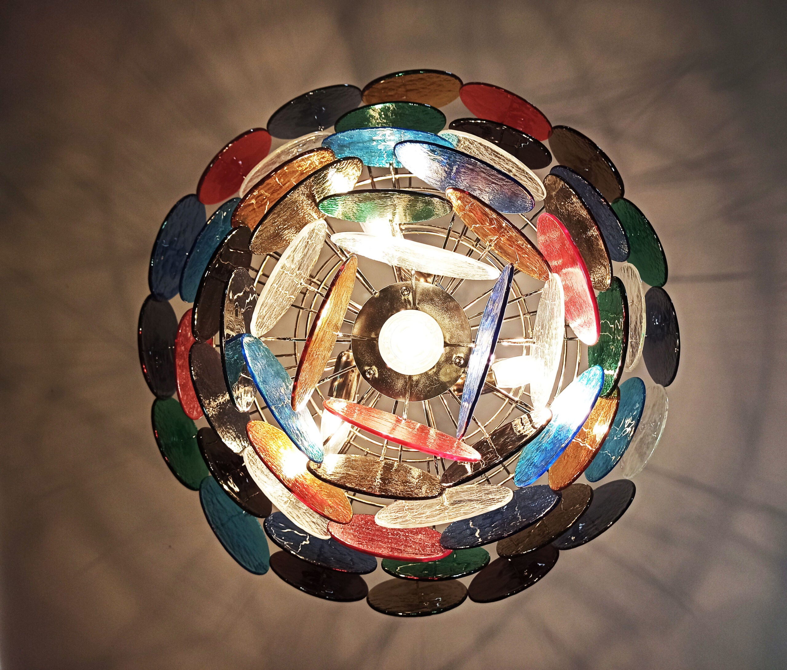 Murano Chandelier – 57 Multicoloured Disc Glass Elements – detail 5 – Murano Classics