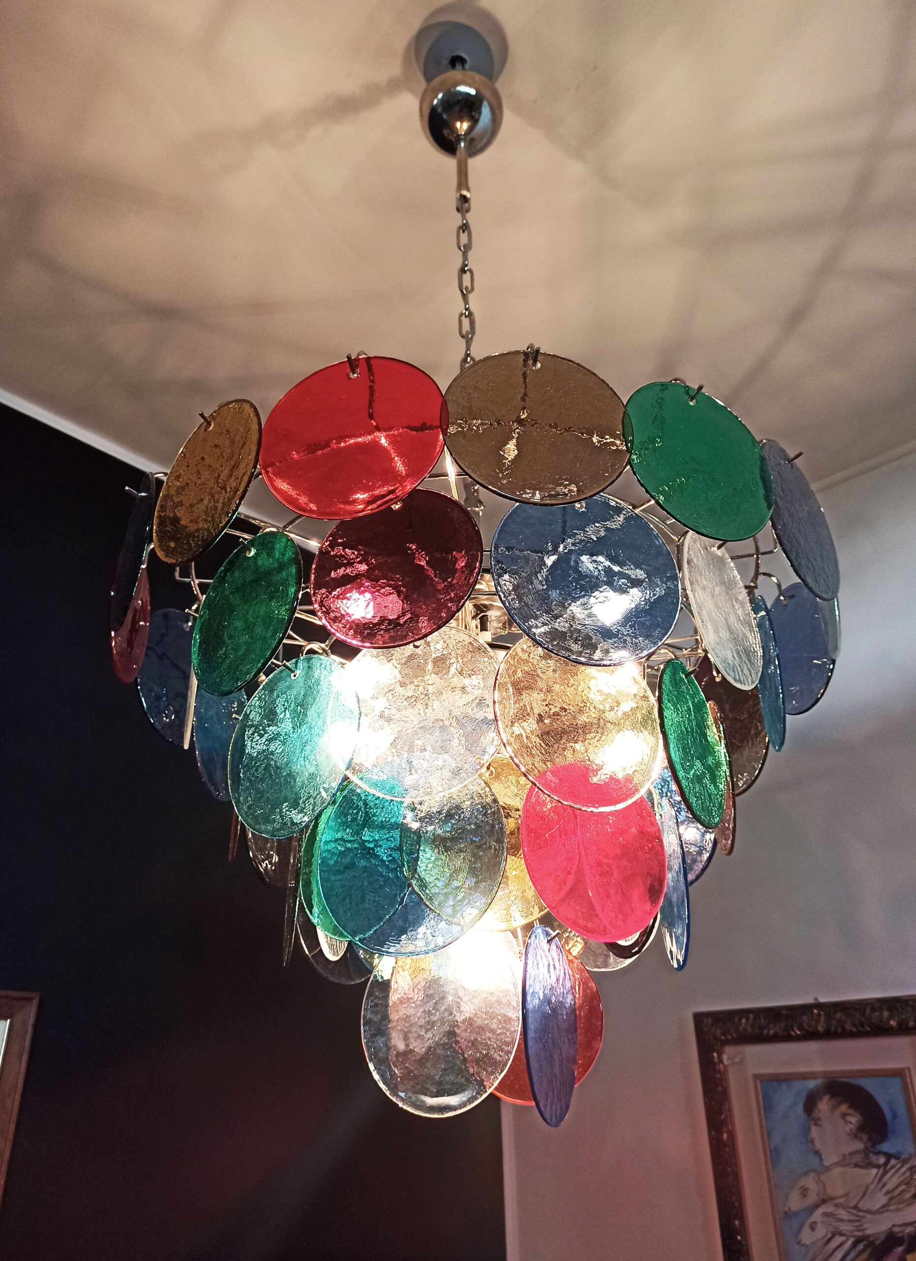 Murano Chandelier – 57 Multicoloured Disc Glass Elements – detail 6 – Murano Classics