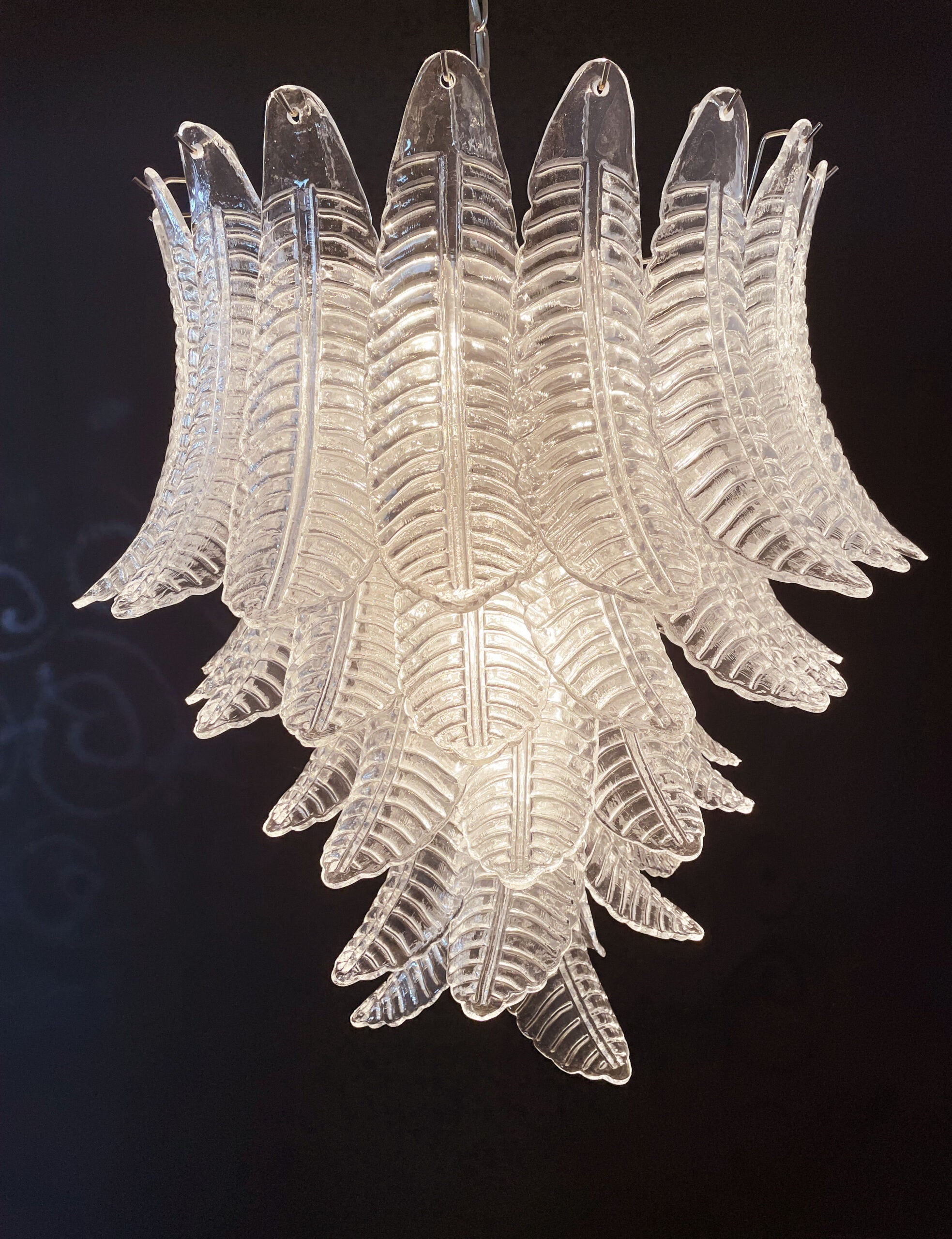 Murano Chandelier – 52 Clear Felci Glass – detail 10 – Murano Classics
