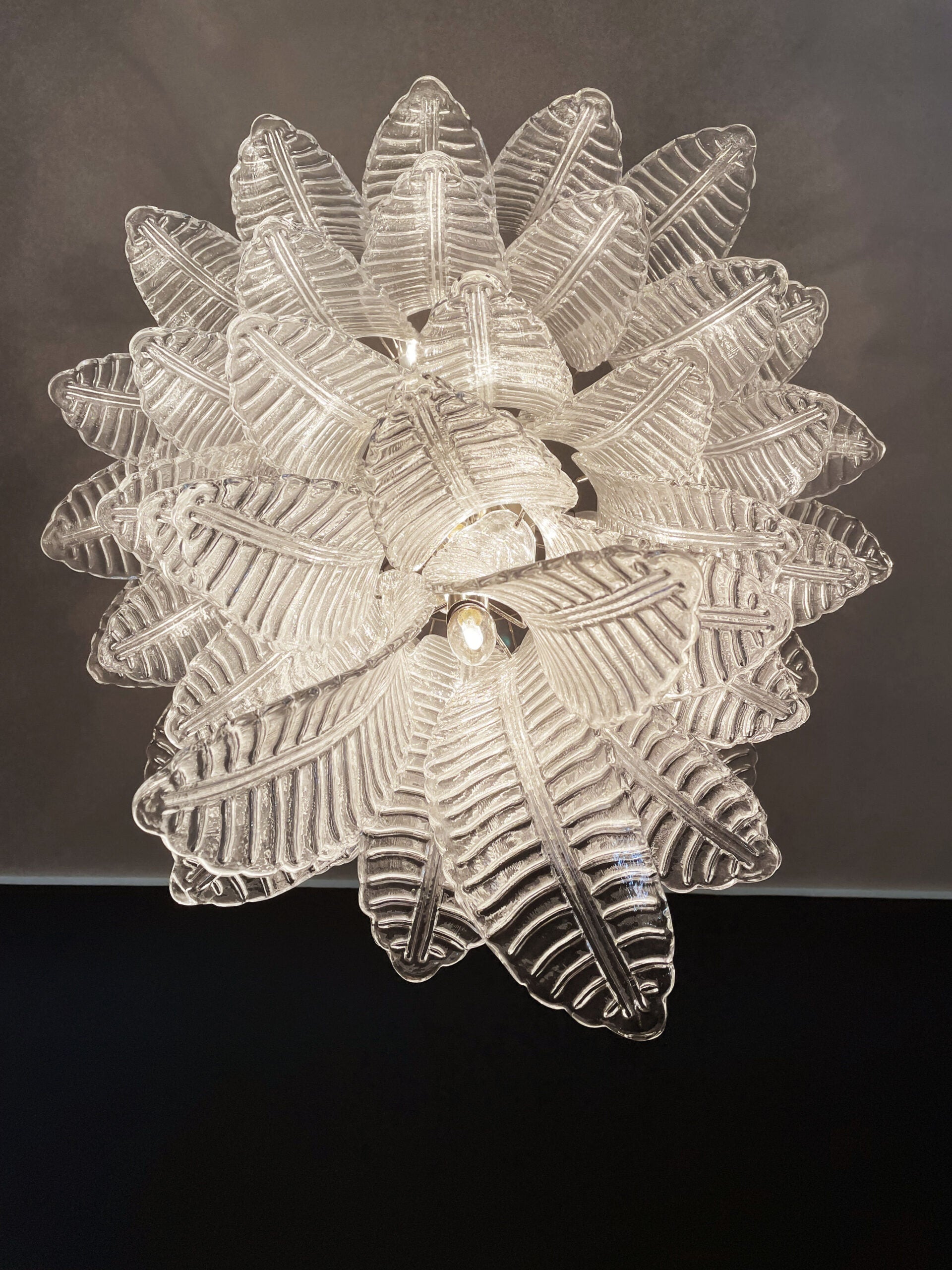 Murano Chandelier – 52 Clear Felci Glass – detail 11 – Murano Classics