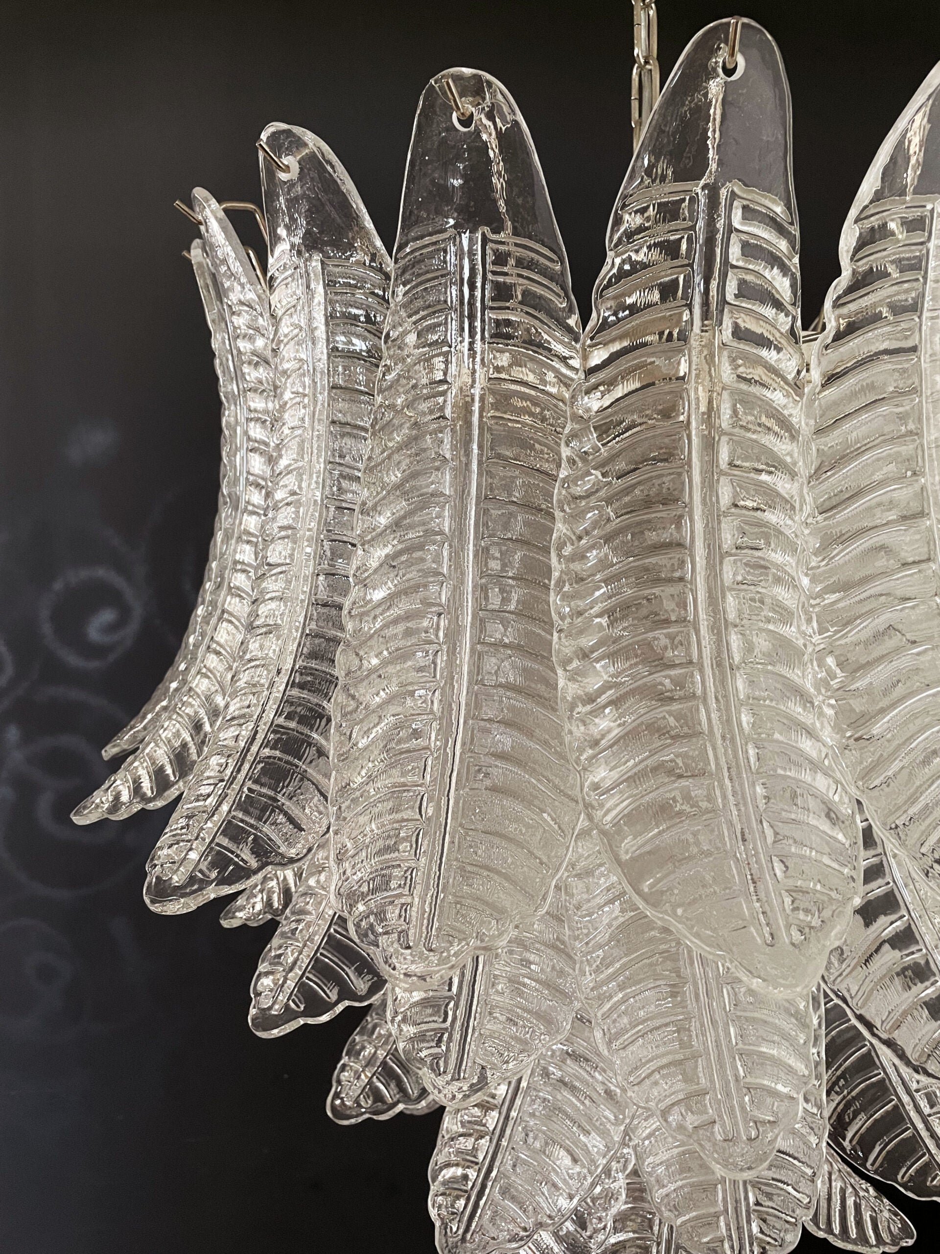 Murano Chandelier – 52 Clear Felci Glass – detail 3 – Murano Classics
