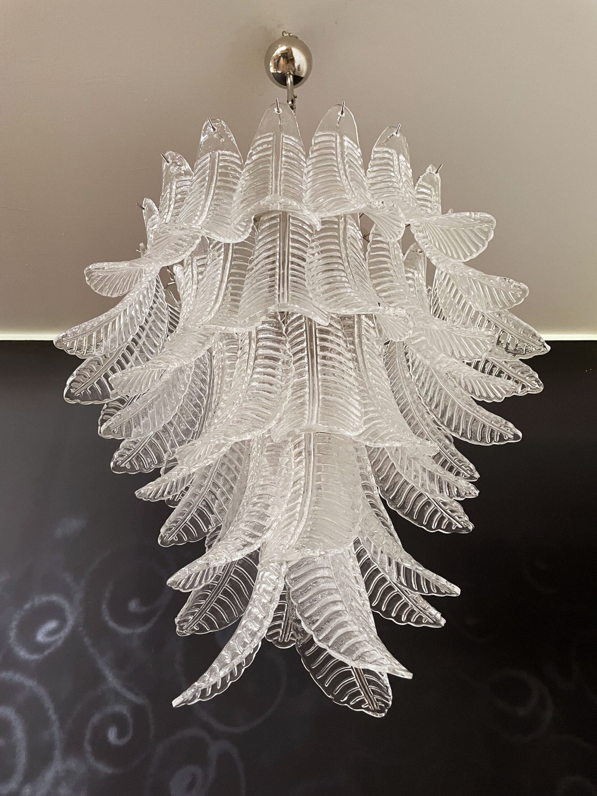 Murano Chandelier – 52 Clear Felci Glass – detail 4 – Murano Classics