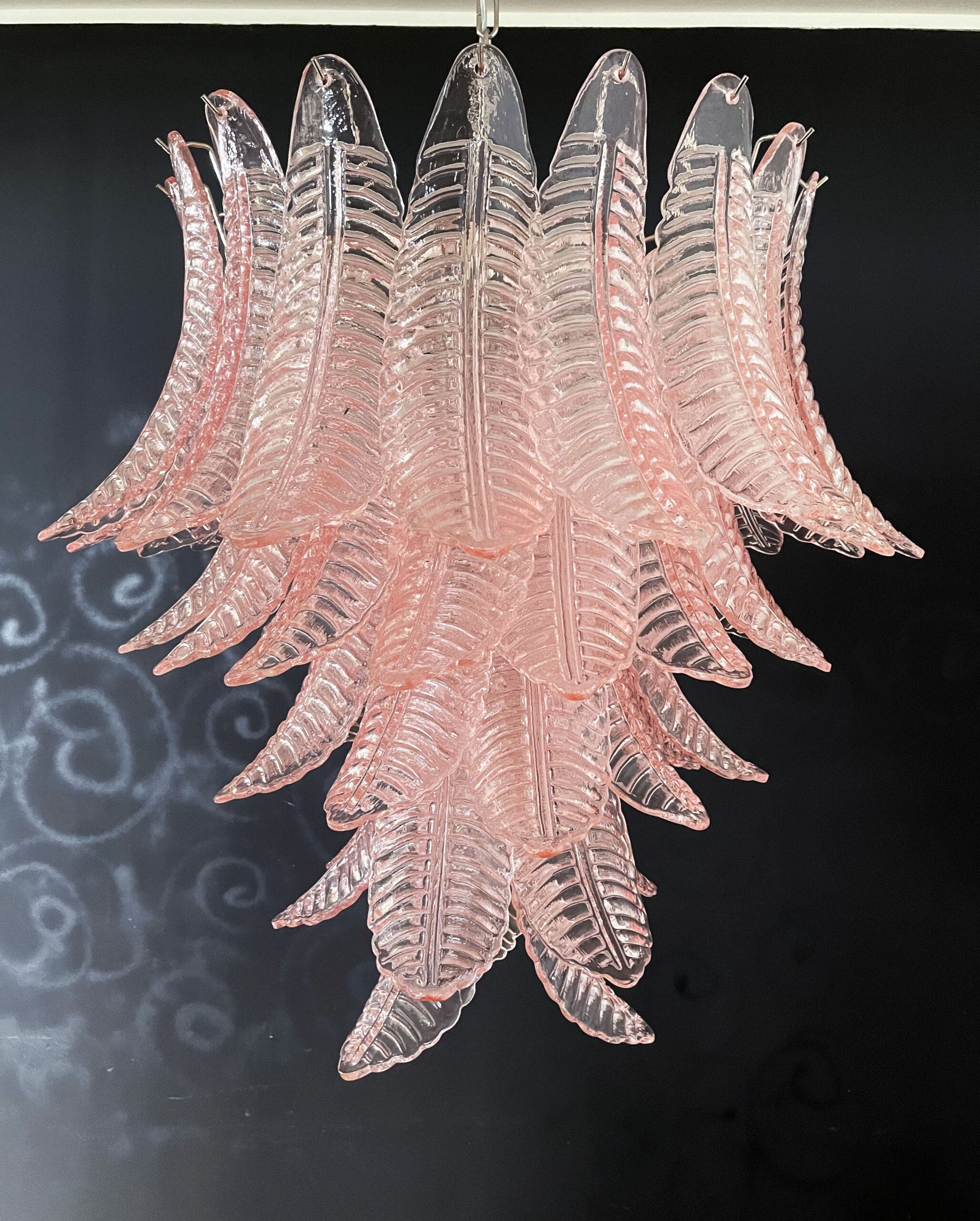 Murano Chandelier – 52 Pink Felci Glass – detail 6 – Murano Classics
