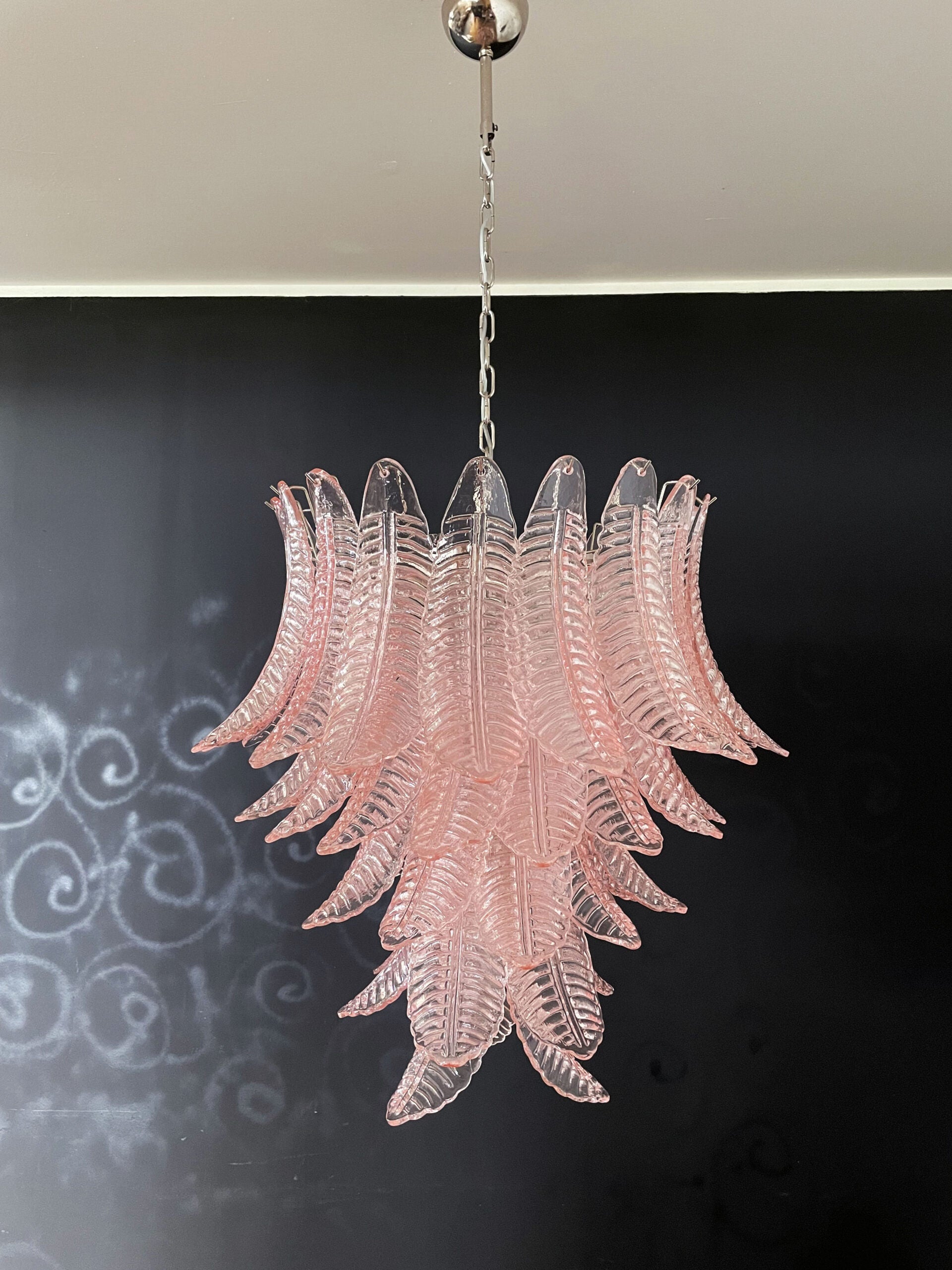 Murano Chandelier – 52 Pink Felci Glass – detail 7 – Murano Classics