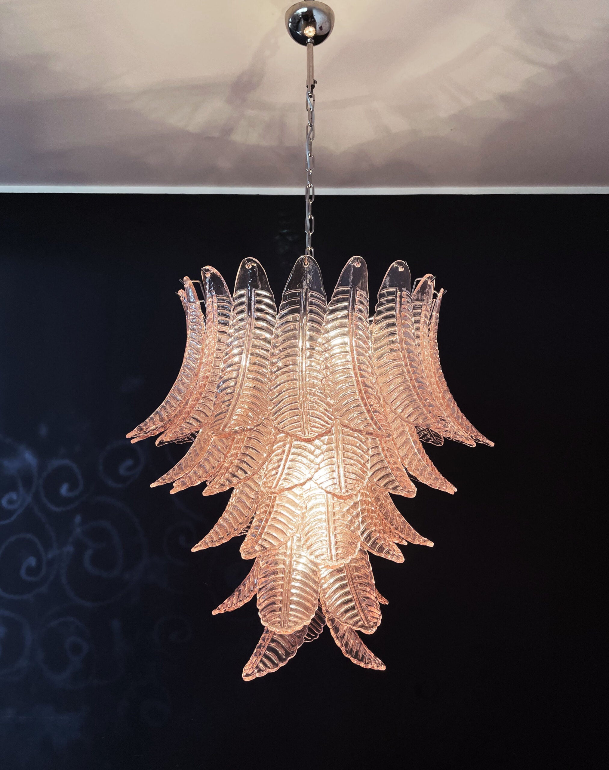 Murano Chandelier – 52 Pink Felci Glass – detail 11 – Murano Classics
