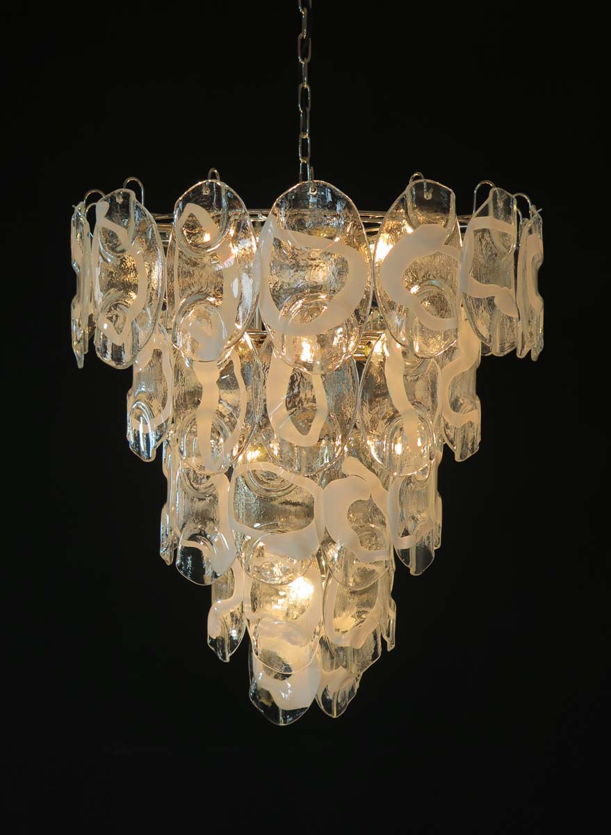 Lustre Murano – 50 Verres Crostoli Blancs – détail 7 – Murano Classics