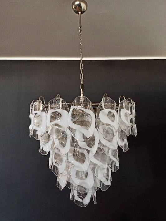 Murano Lysekrone | 57 Klare Hvite Crostoliglass