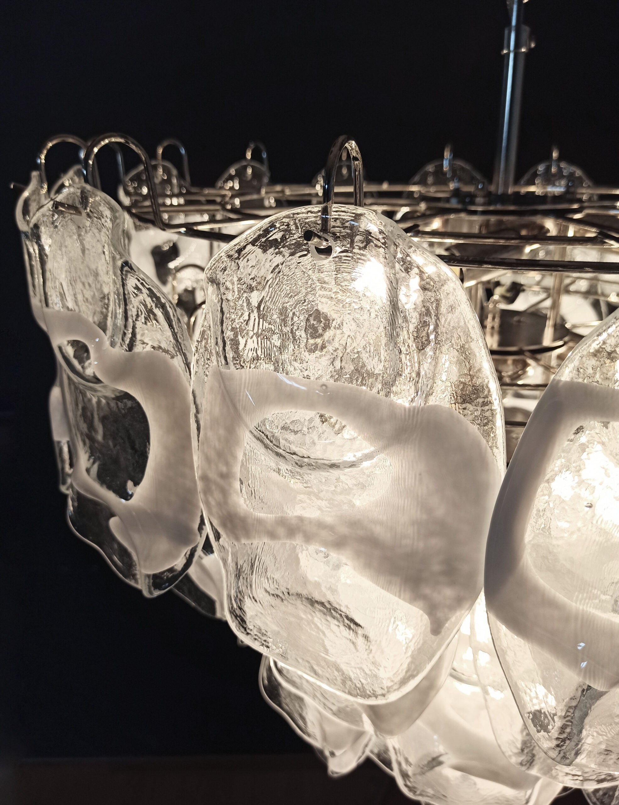 Murano Lysekrone | 57 Klare Hvite Crostoliglass