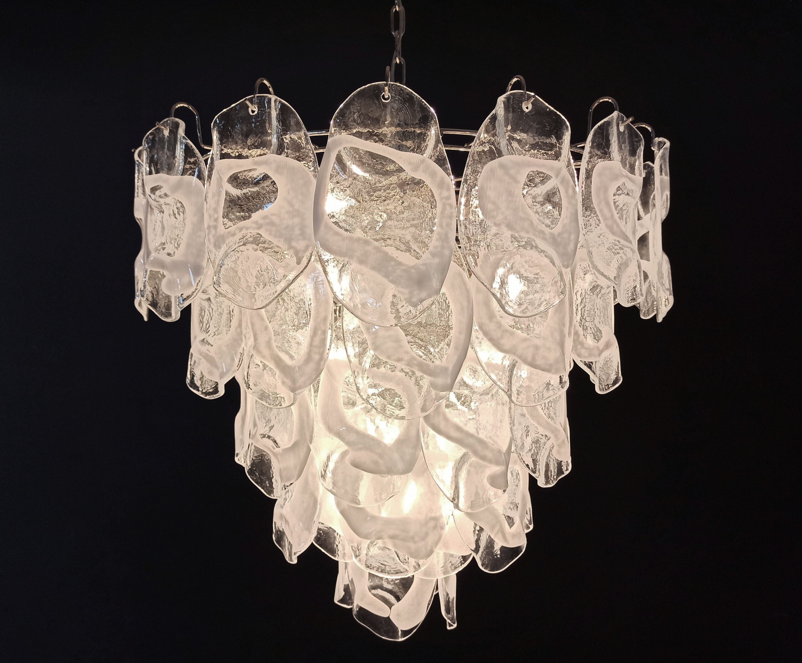 Murano Lysekrone | 57 Klare Hvite Crostoliglass