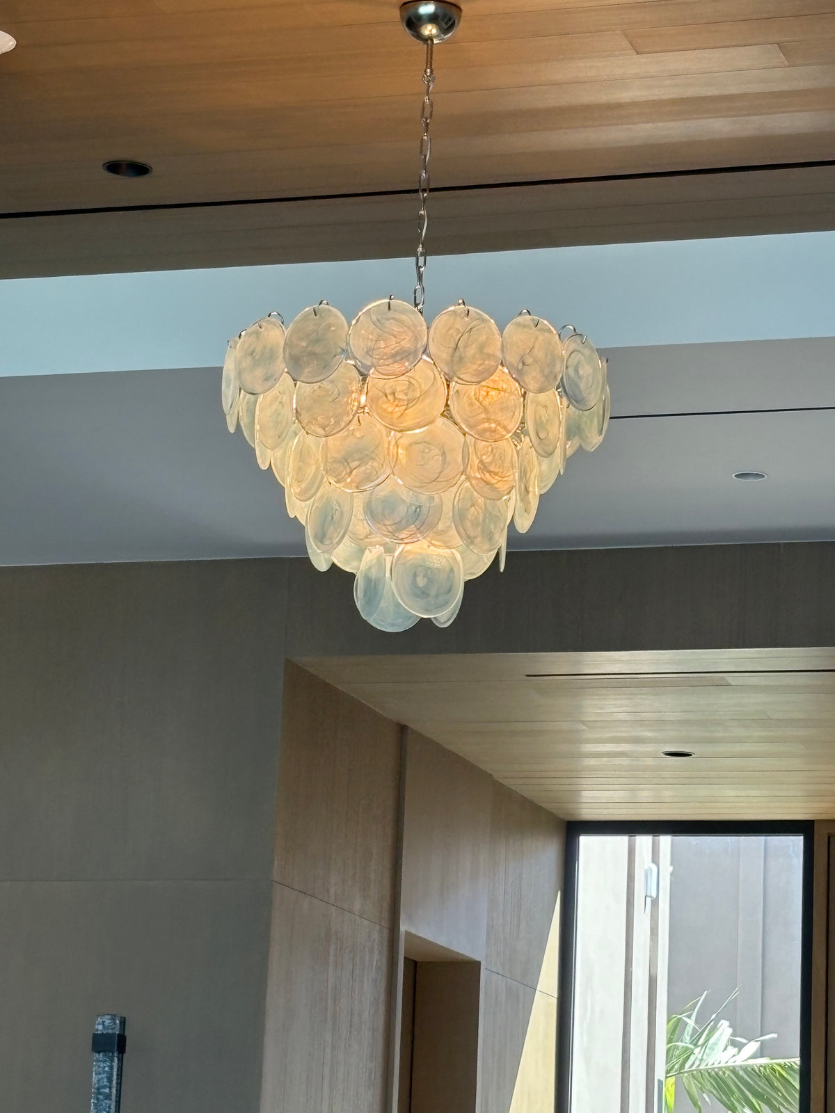 Murano Chandelier | 57 Blue Alabaster Disc Glass