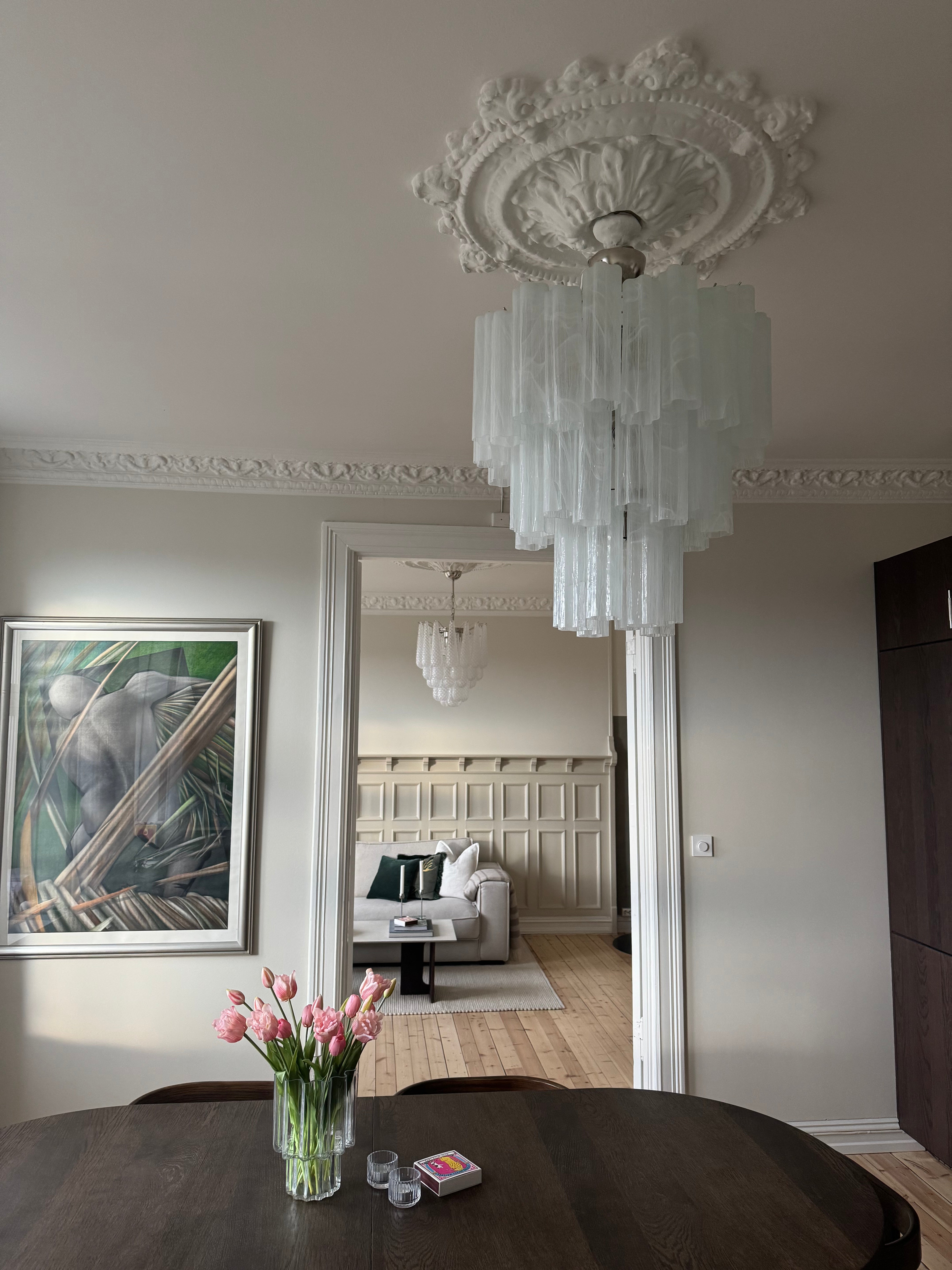 Murano Chandelier – 48 White Alabaster Glass Tubes – detail 3 – Murano Classics