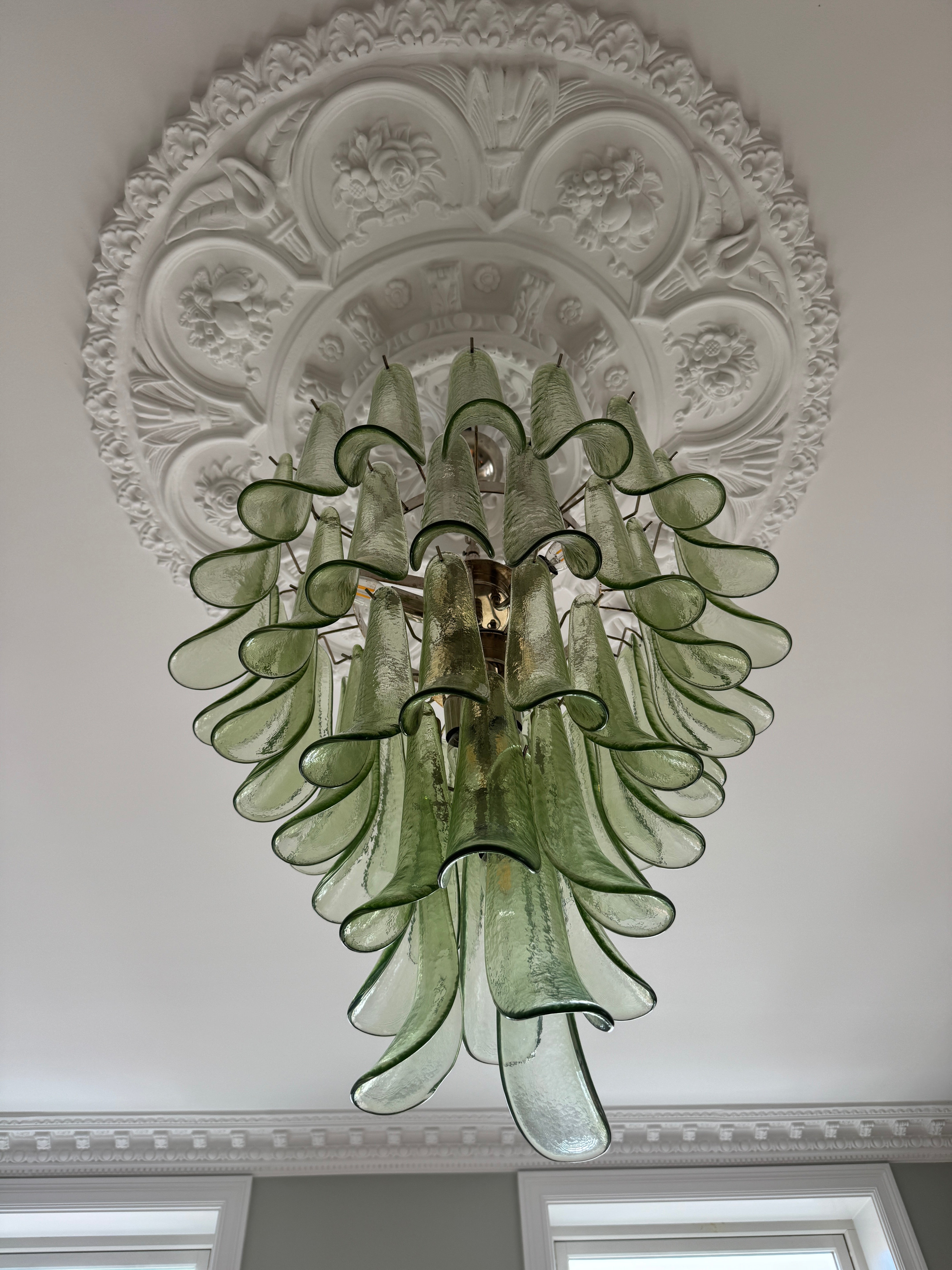 Murano Chandelier | 52 Green Petal Glass