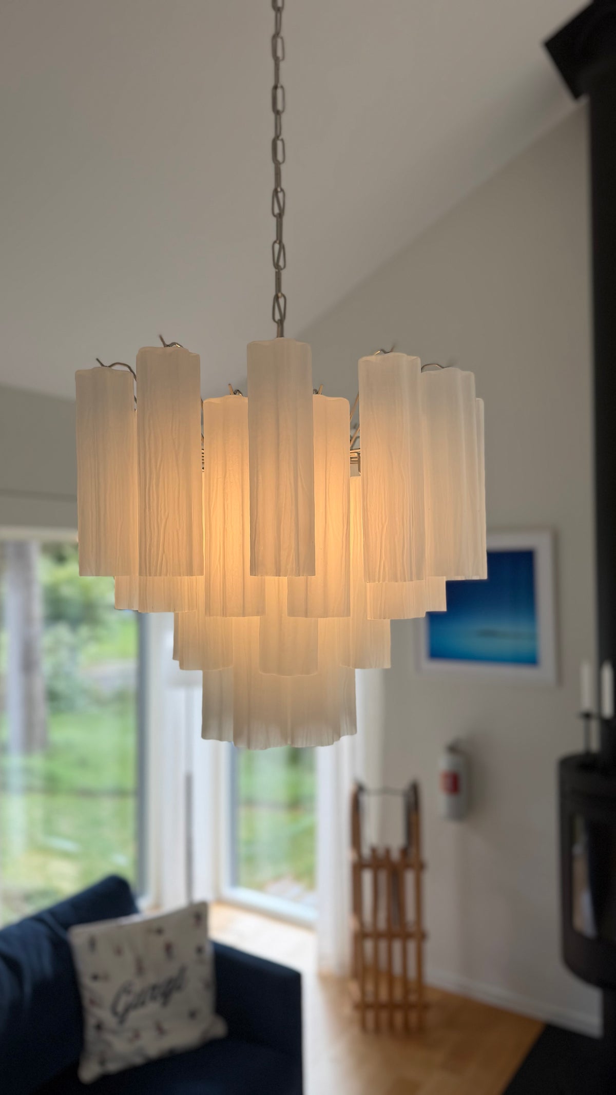 Murano Kronleuchter | 36 Mattweißes Röhrglas