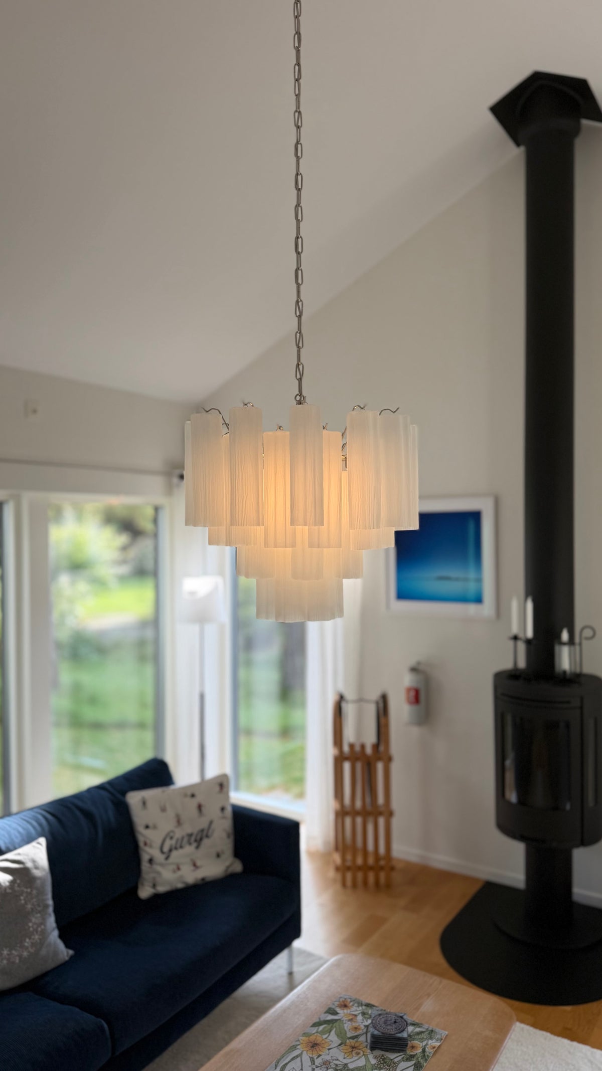 Murano Kronleuchter | 36 Mattweißes Röhrglas