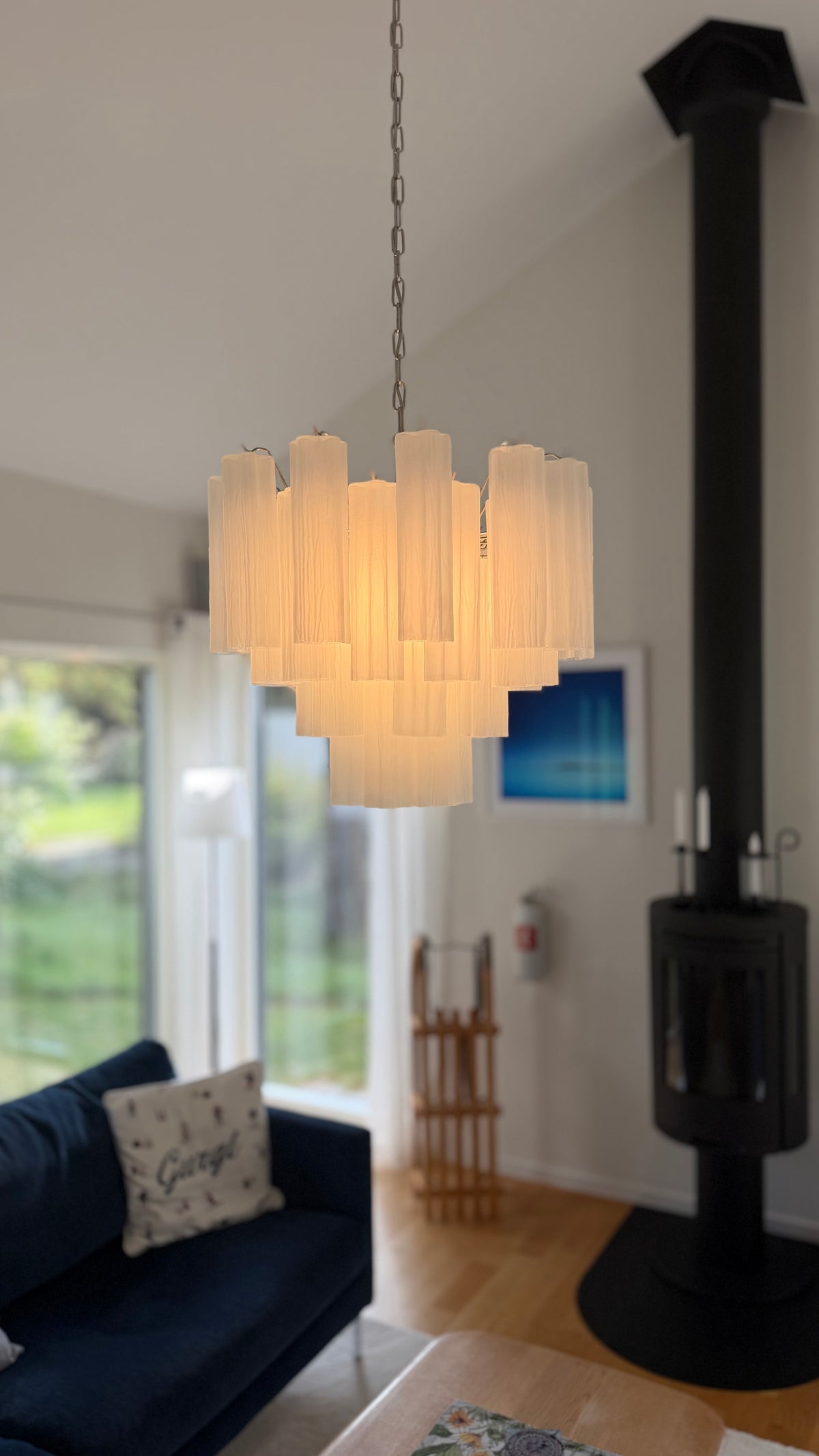 Murano Kronleuchter | 36 Mattweißes Röhrglas