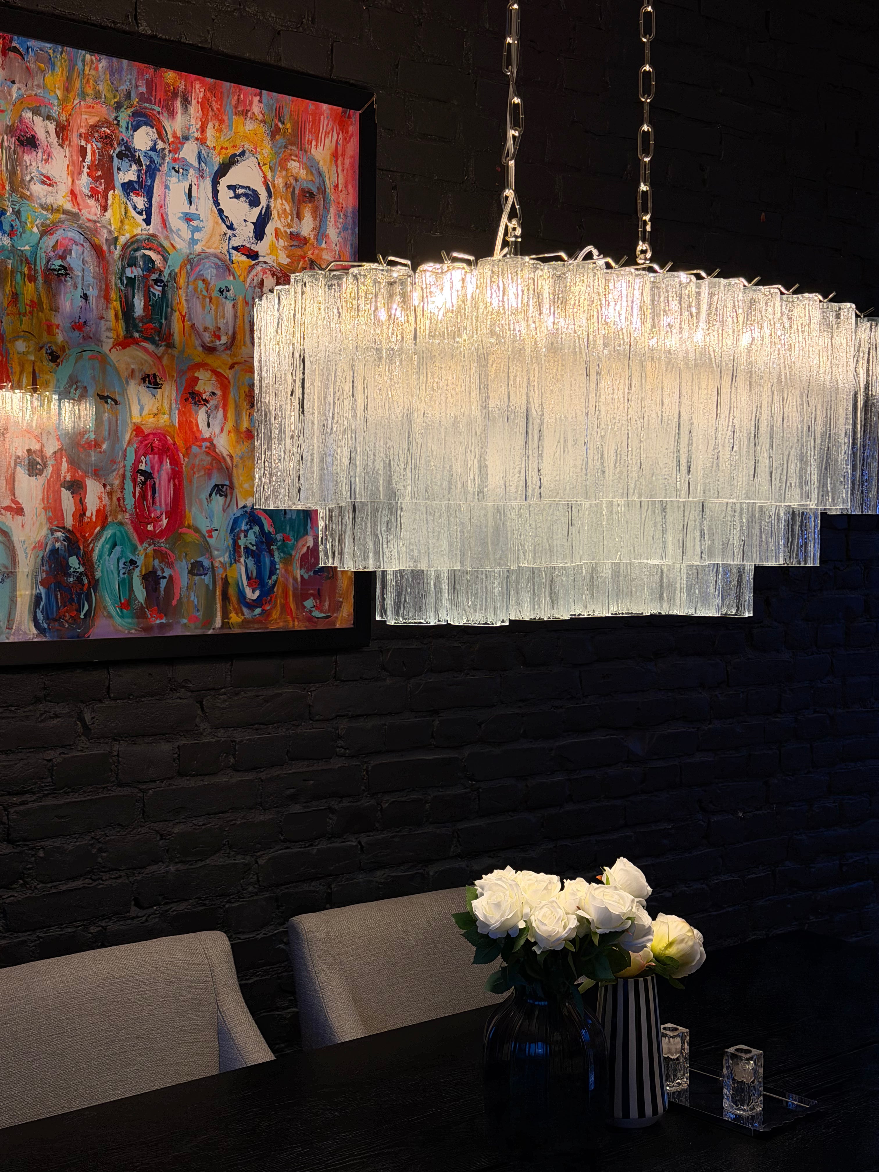 Murano Chandelier | 72 Clear Glass Tubes