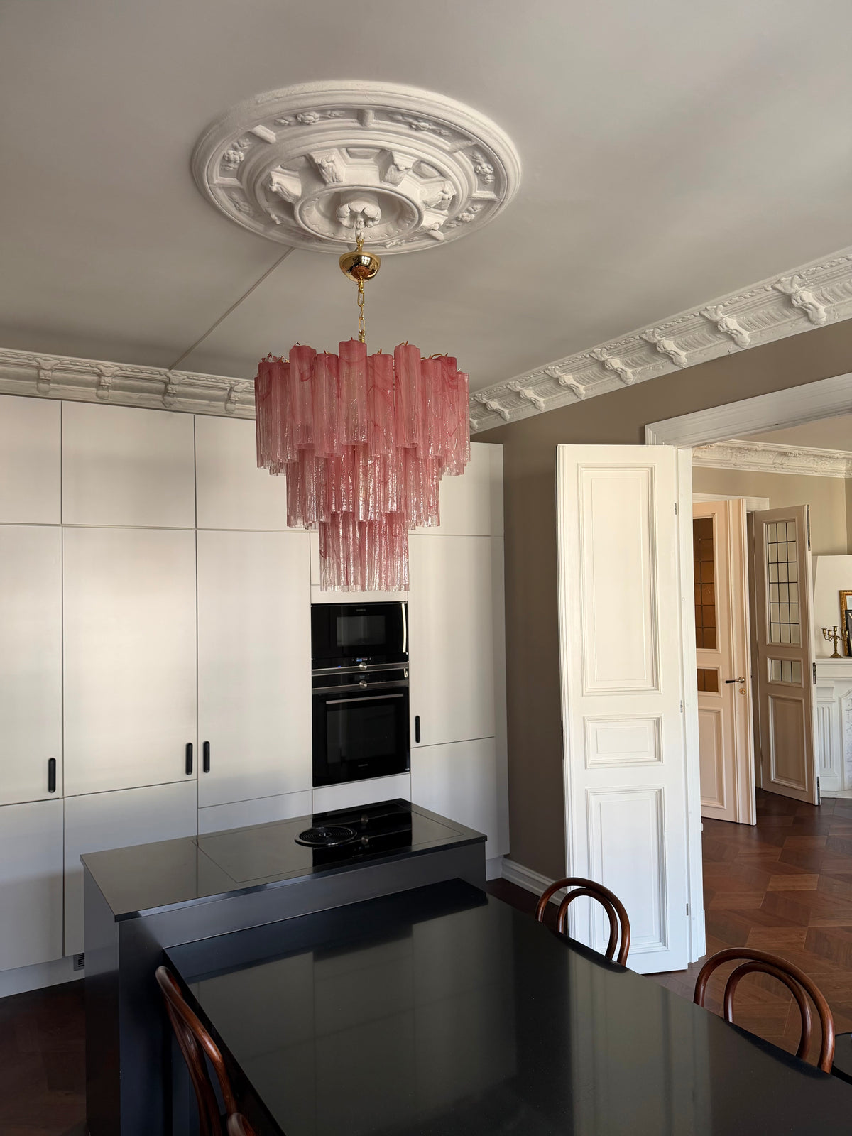 Murano Chandelier | 48 Pink Alabaster Glass Tubes