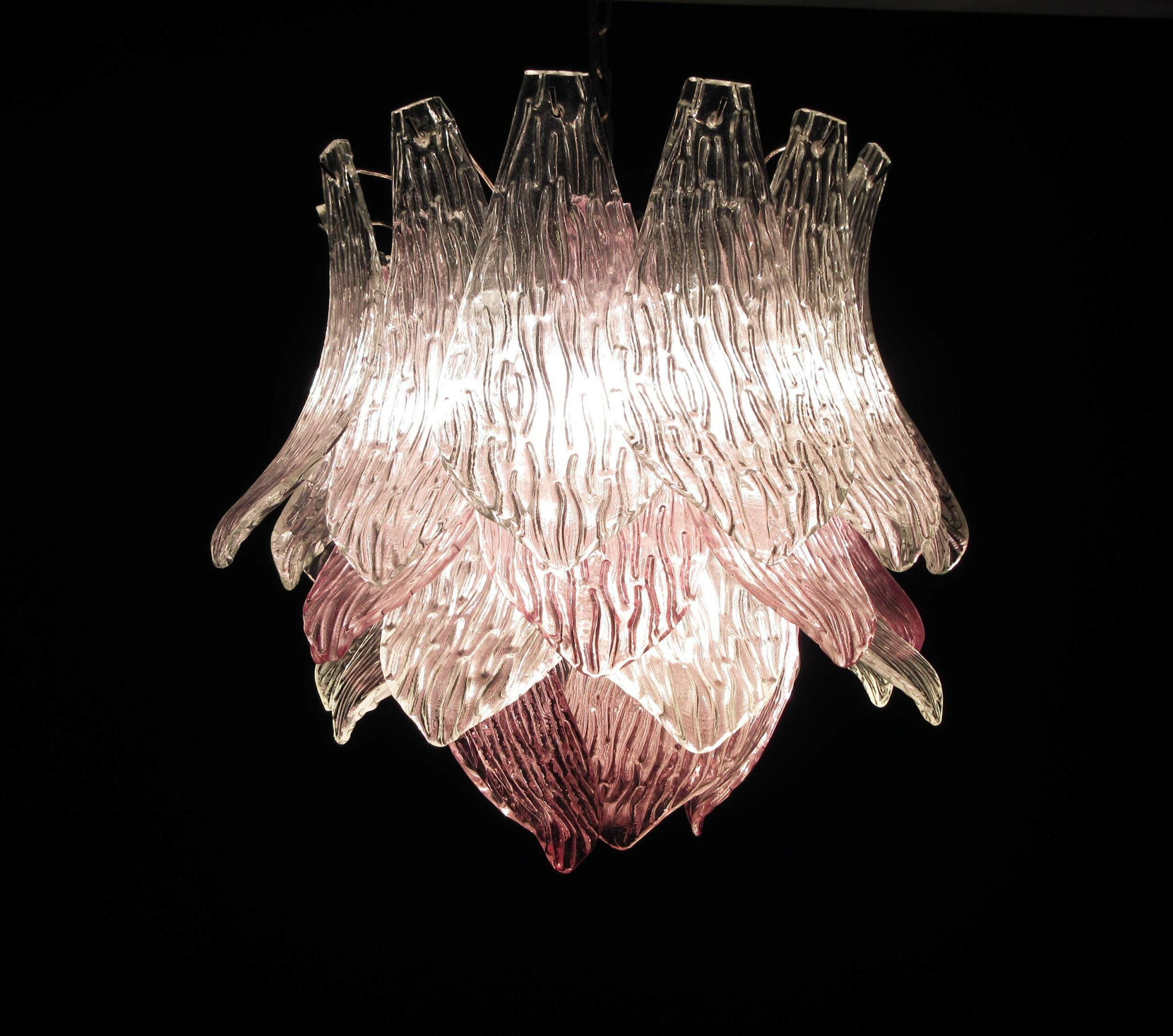 Murano Chandelier – 38 Clear Purple Crostoli Glass – detail 8 – Murano Classics
