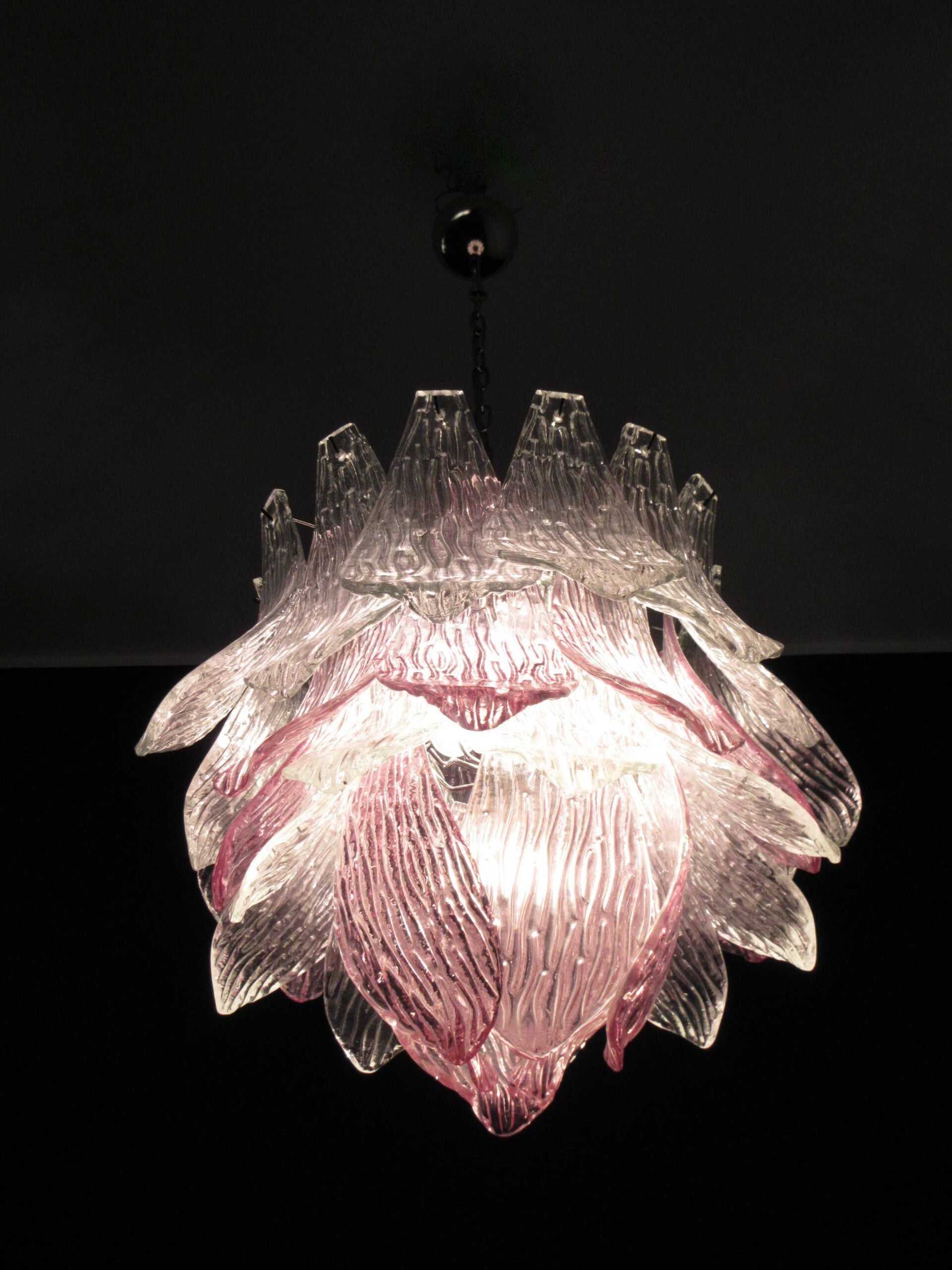 Murano Chandelier – 38 Clear Purple Crostoli Glass – detail 11 – Murano Classics